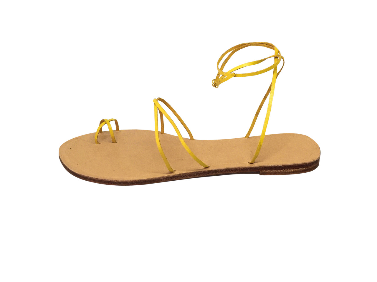 Sunshine yellow Notts bare leather sandals