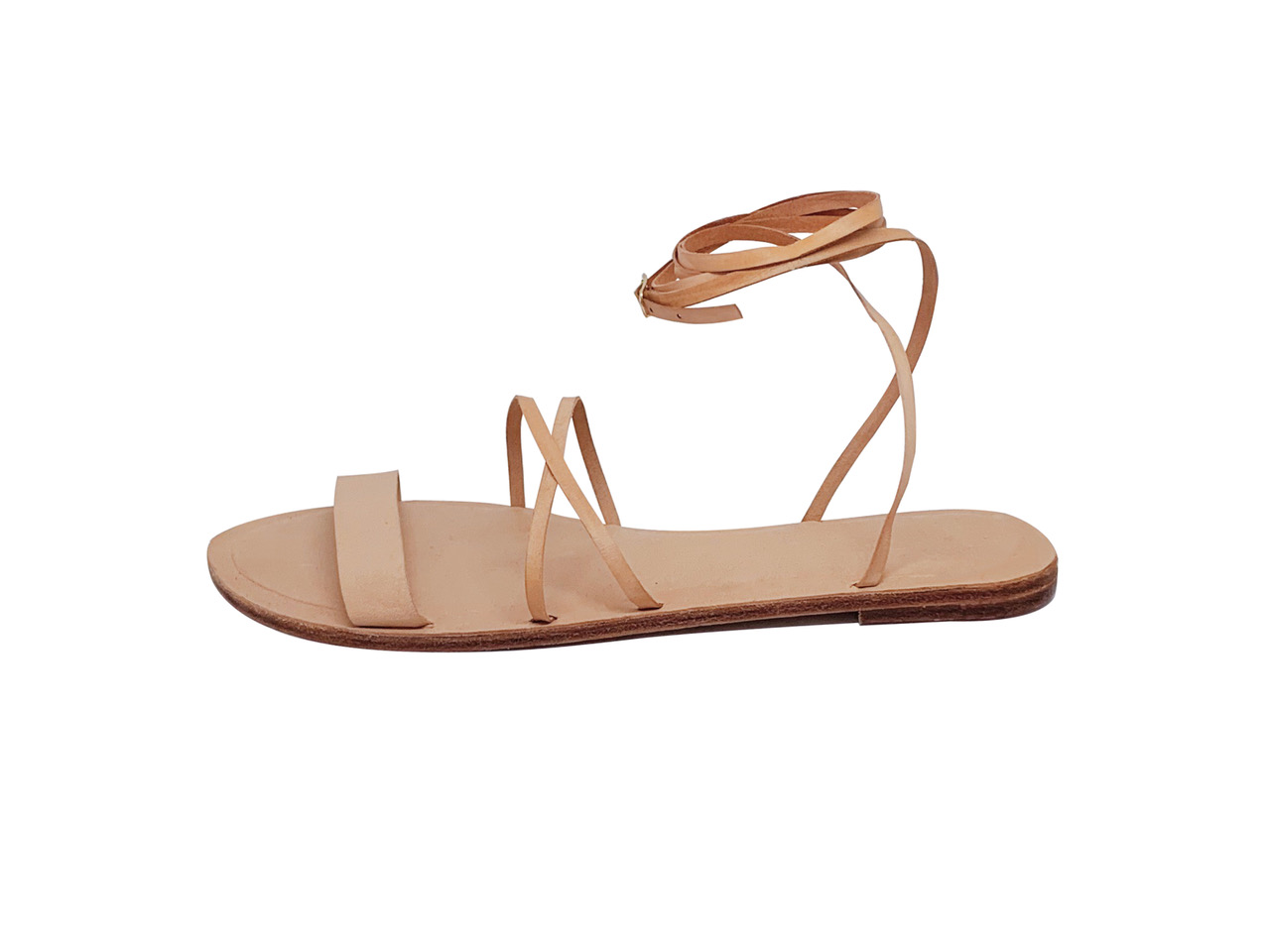 Natural multiwrap gladiator leather sandals