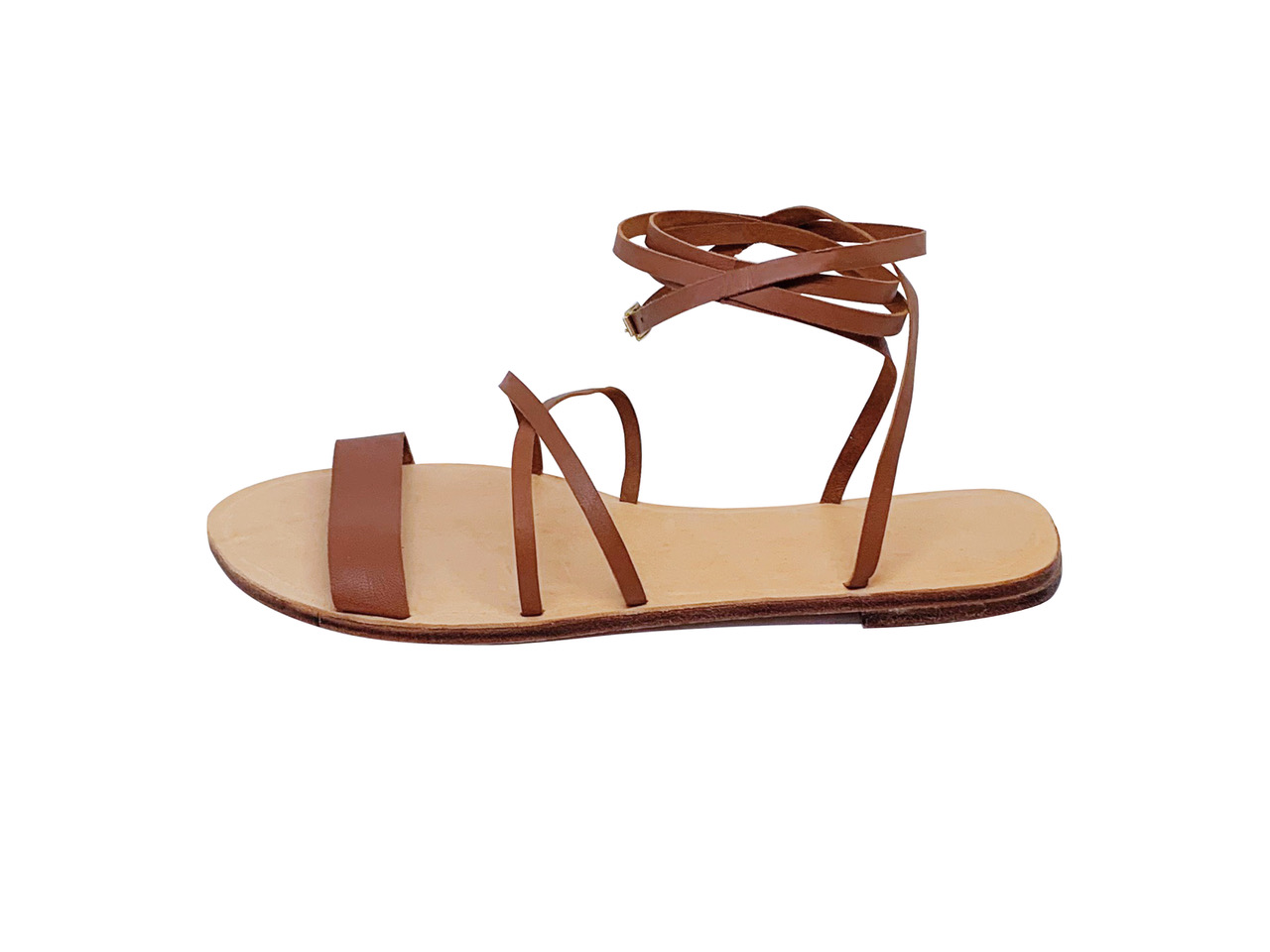 Cognac multiwrap gladiator leather sandals