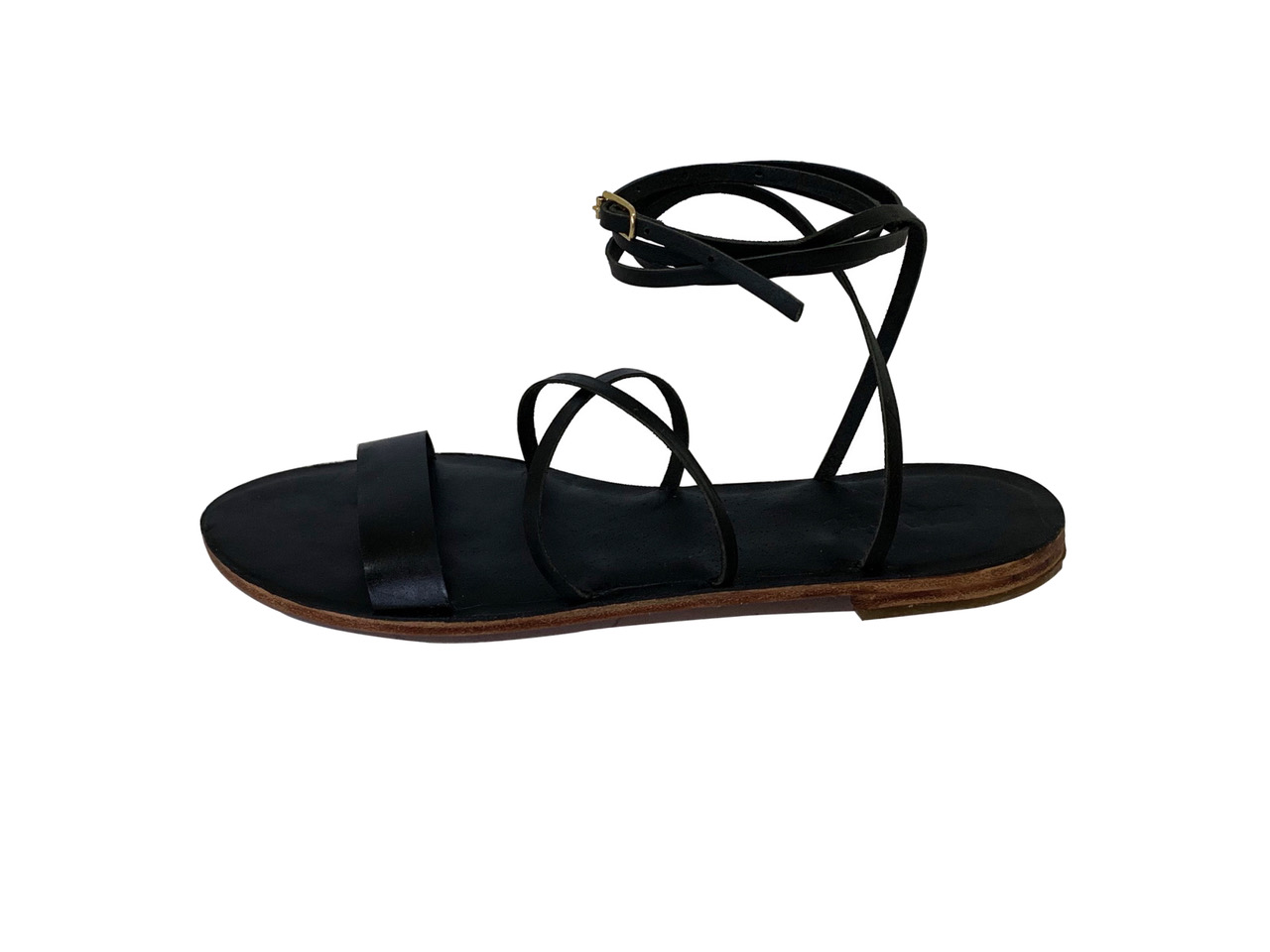 Black multiwrap gladiator leather sandals
