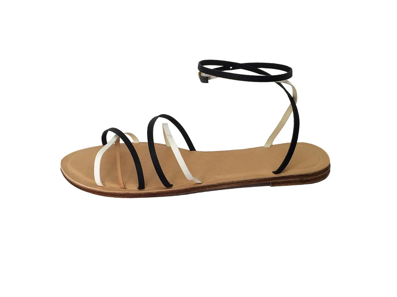 Kempner black and white bare strappy leather sandals