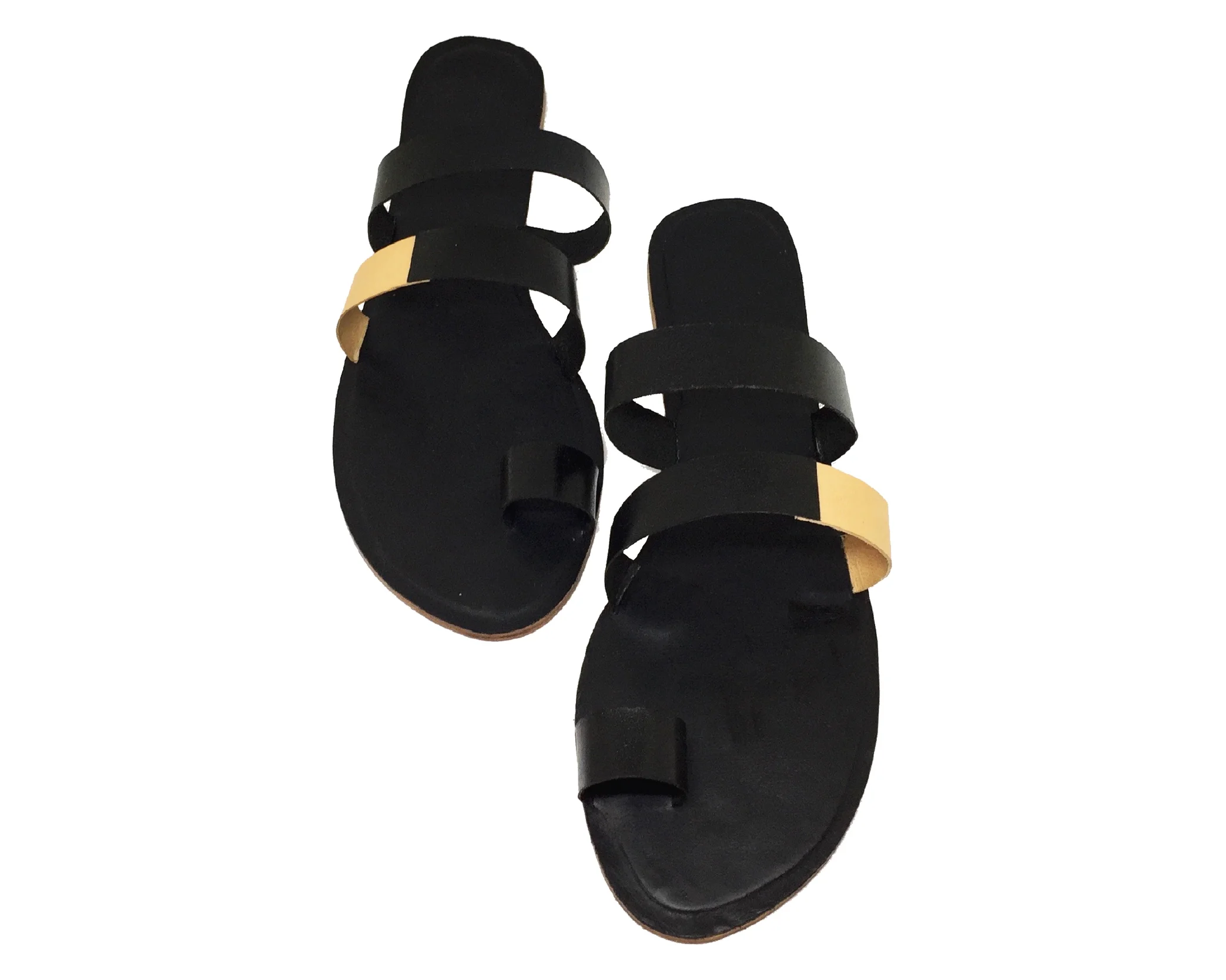 Trompe L'oeil women's leather slide sandals