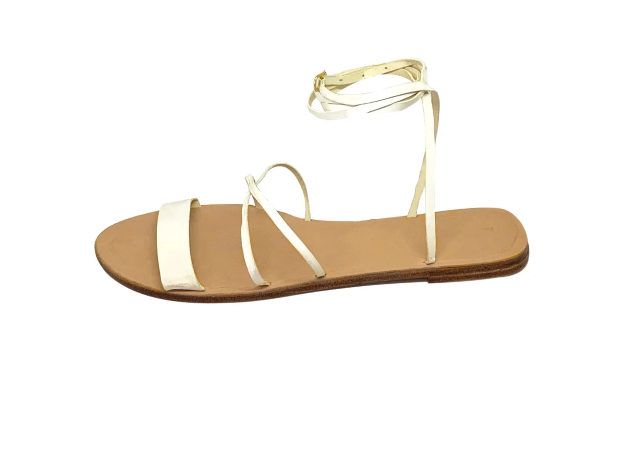 White multiwrap gladiator leather sandals