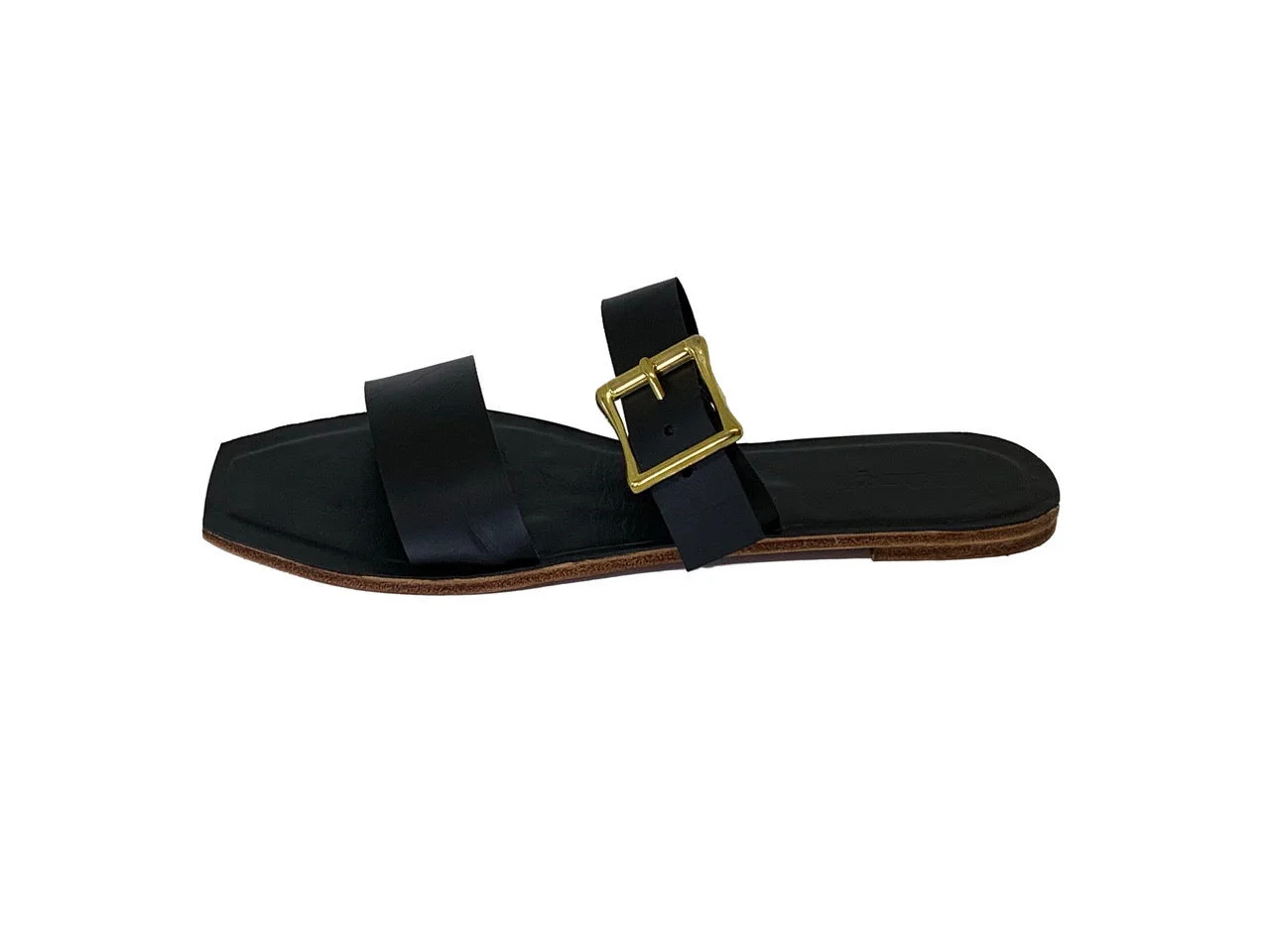 Somerset buckled leather slides