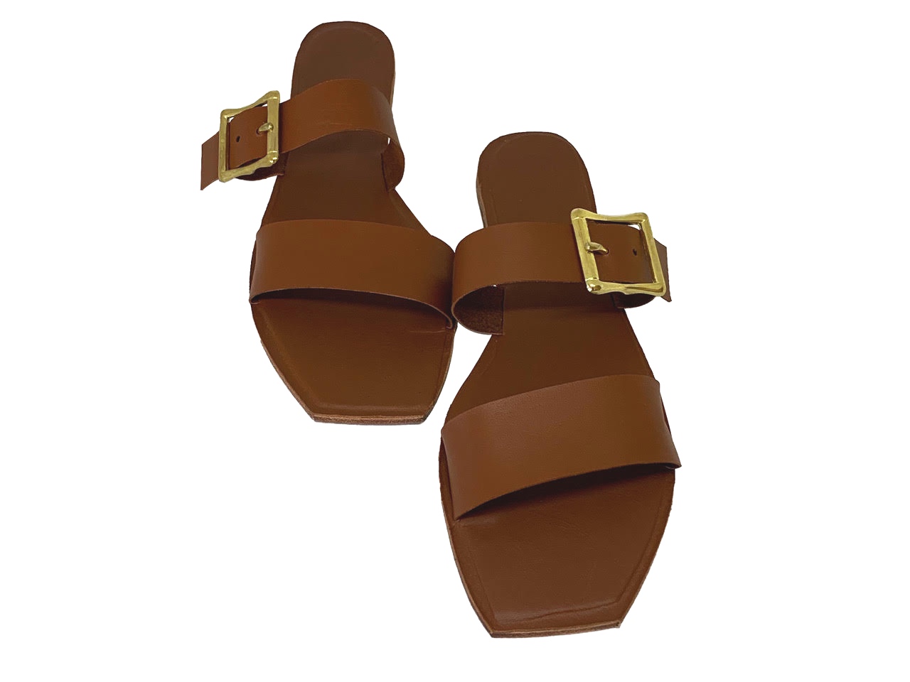 Somerset buckled leather slides