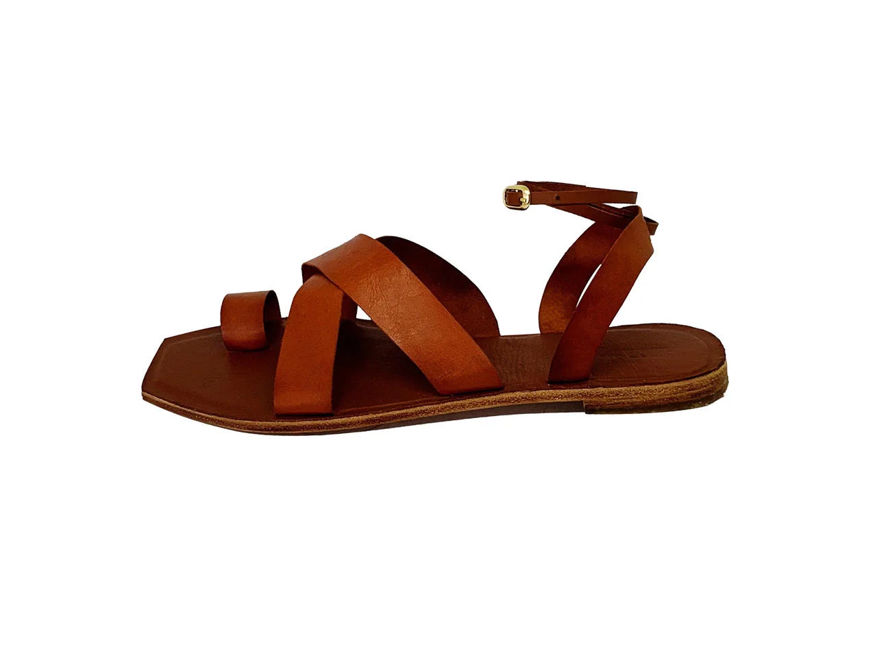 Story Cognac Crossover Slingback Women's leather sandal