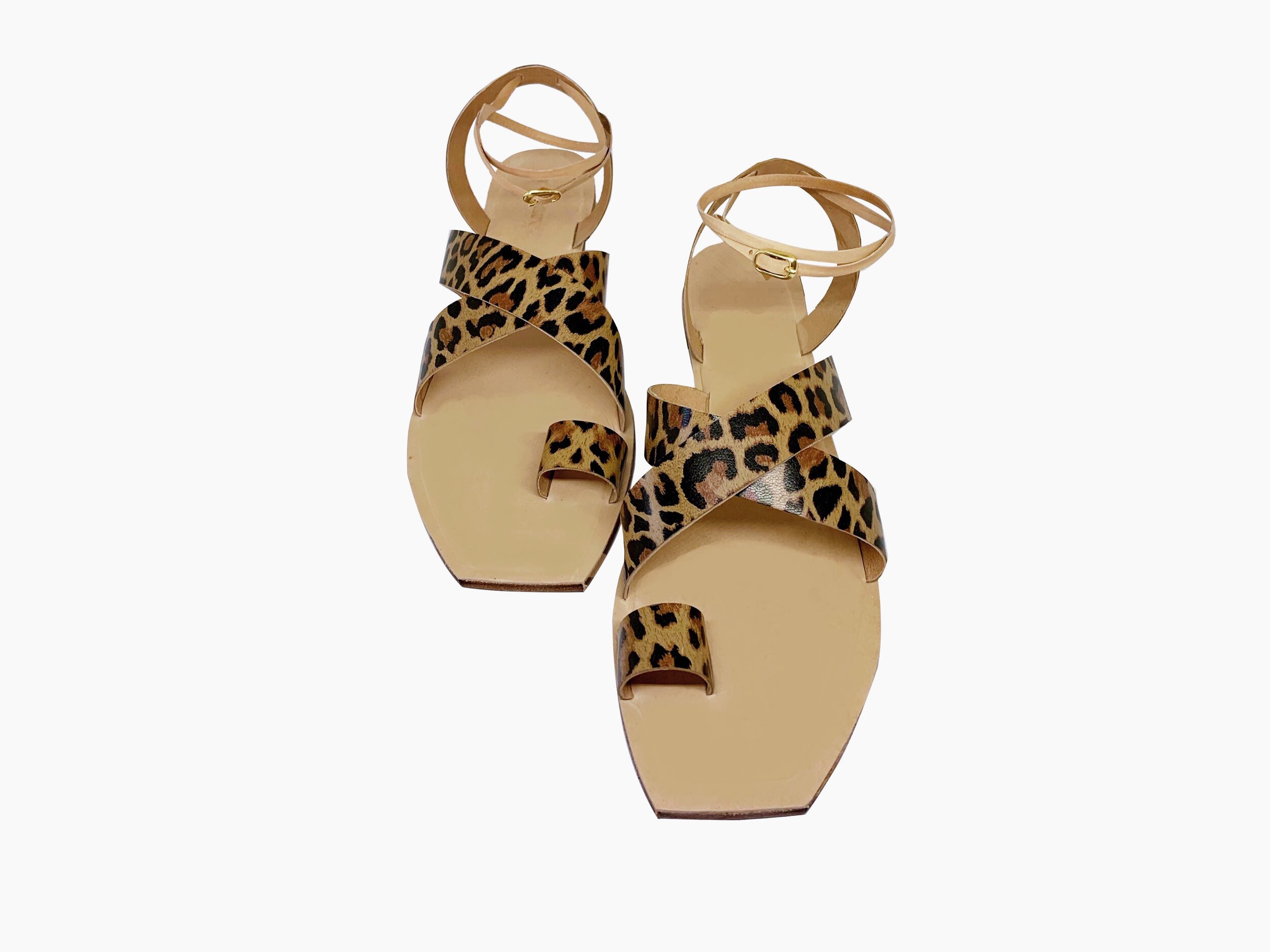 Story Leopard Print Crossover Slingback Women's leather sandal