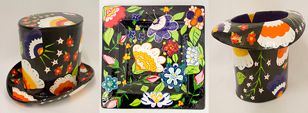 Stunning black floral design - large platter reduced to £50