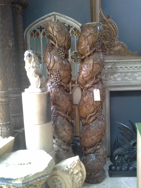 A pair of fabulous carved walnut Spanish Solomonic columns. £2750SOLD
