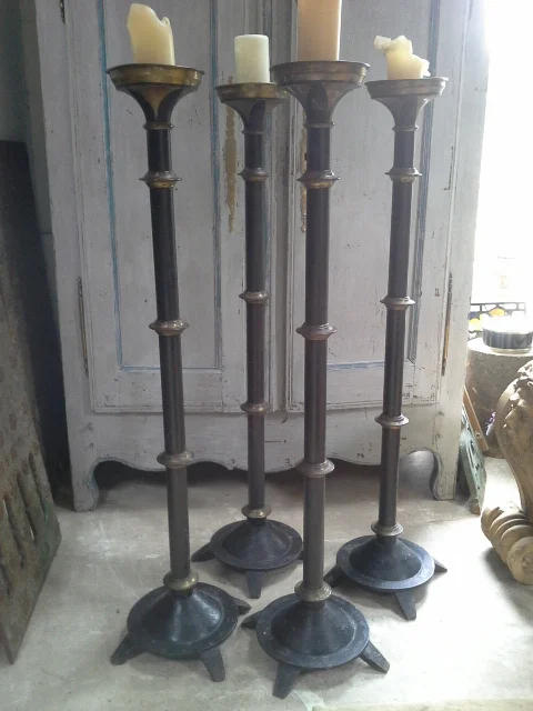 Exceptional set of four 19th Century church altar candle sticks. £1,950.