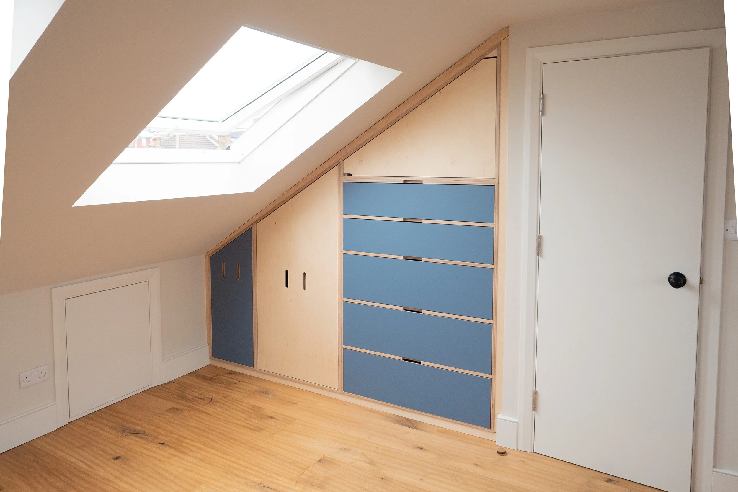 birch plywood wardrobe eaves fenix triangular awkward space drawers space saving somerset southwest bristol bath wells cotswolds mendips