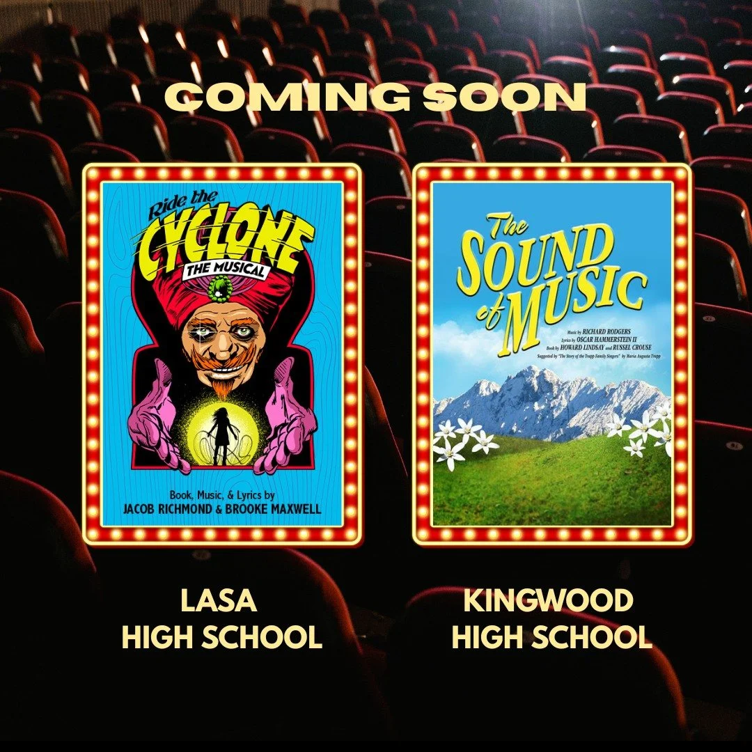 We're going for a ride back to the 1930's and through time to limbo! 
Friday we're going to LASA HS and enjoying the ride of &quot;Ride the Cyclone&quot;! 🎢 
Saturday we're running to the hills to meet the Von Trapp Family at Kingwood HS!🎵
-
#theat