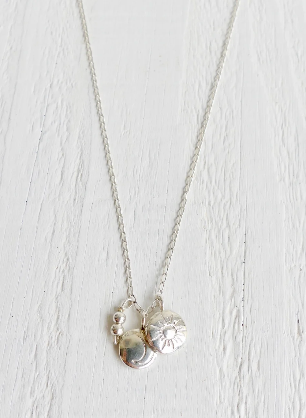 Sky Trio Silver Charm Necklace