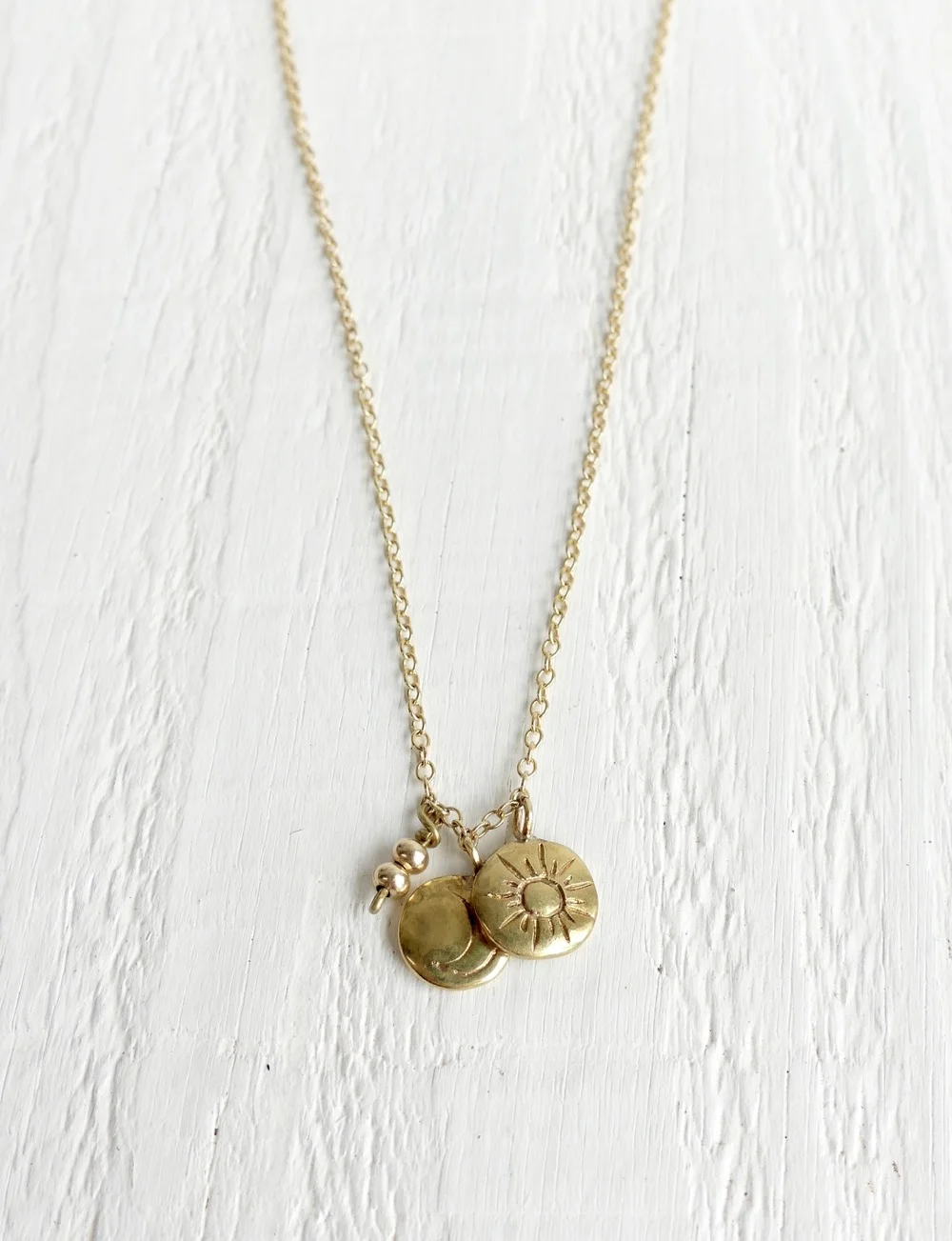 Sky Trio Brass Charm Necklace
