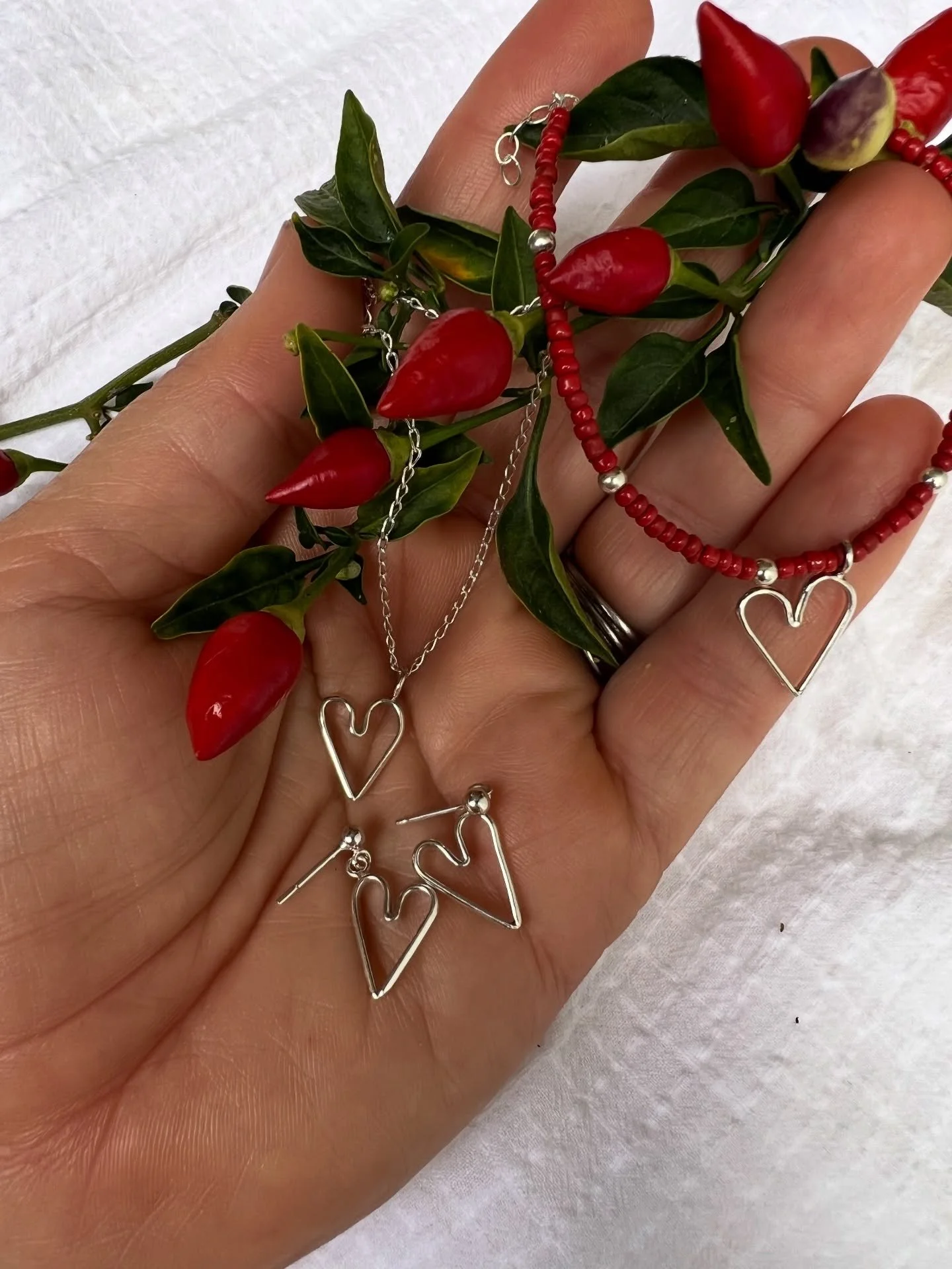 You know what&rsquo;s hot? 
Choosing to be your own valentine 🌹🌶️🔥❤️

Treat yourself. 
One of each of these available now &amp; ready to ship.

❤️ Heart Necklace, Sterling Silver 45cm Chain $85
❤️ Dangling Heart Studs, Sterling Silver $95
❤️ Beade