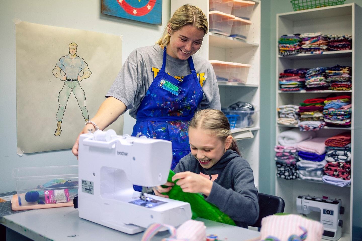 Sewing Camp has officially started! Ms. Kayla is teaching Reece all about learning, understanding, and creating with a sewing machine. Look at their smiling faces 🤗🧵🪡 

Sewing camp is currently sold out!! Thank you for supporting our small busines