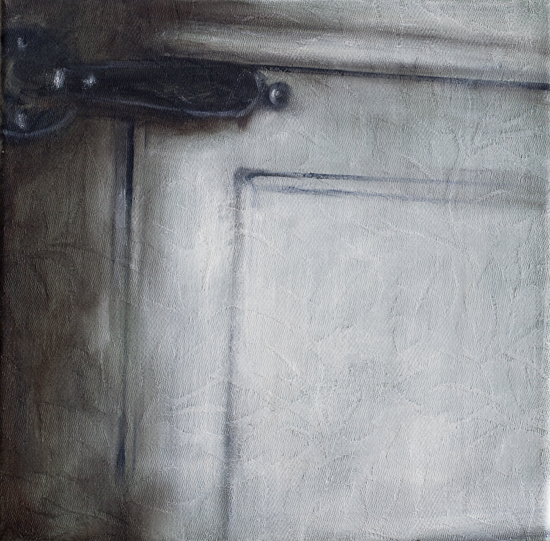   Interior from home III  Oil on curtain 24x24 cm 2009 