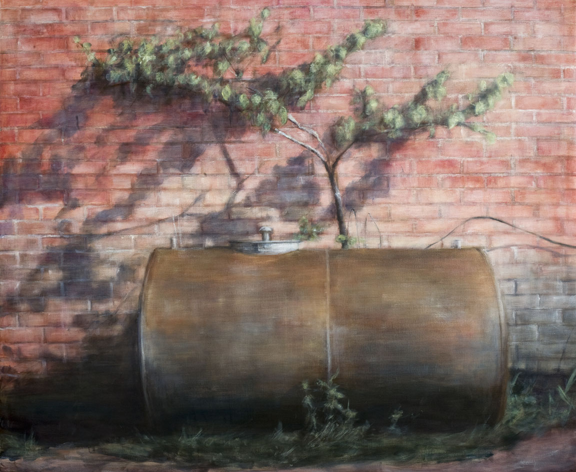  Exterior with oil barrel  Oil on canvas 163x200 cm 2009 