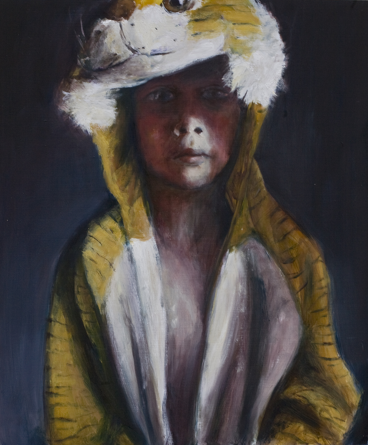   Boy with tiger suit  Oil on board 55x46 cm 2008 