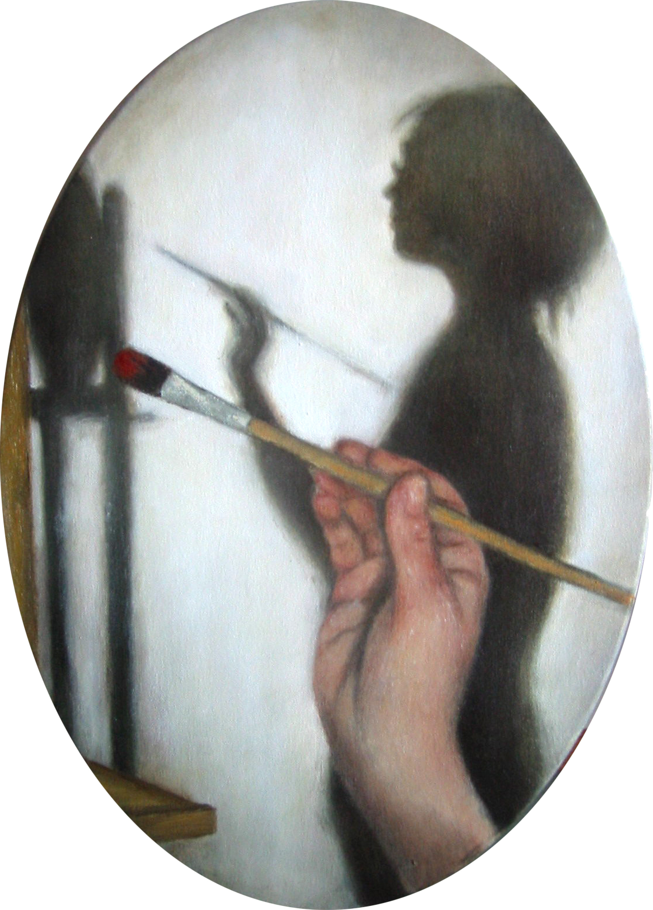   Interior with brush (self-portrait)    Oil on canvas   40 x 30 cm 2006  