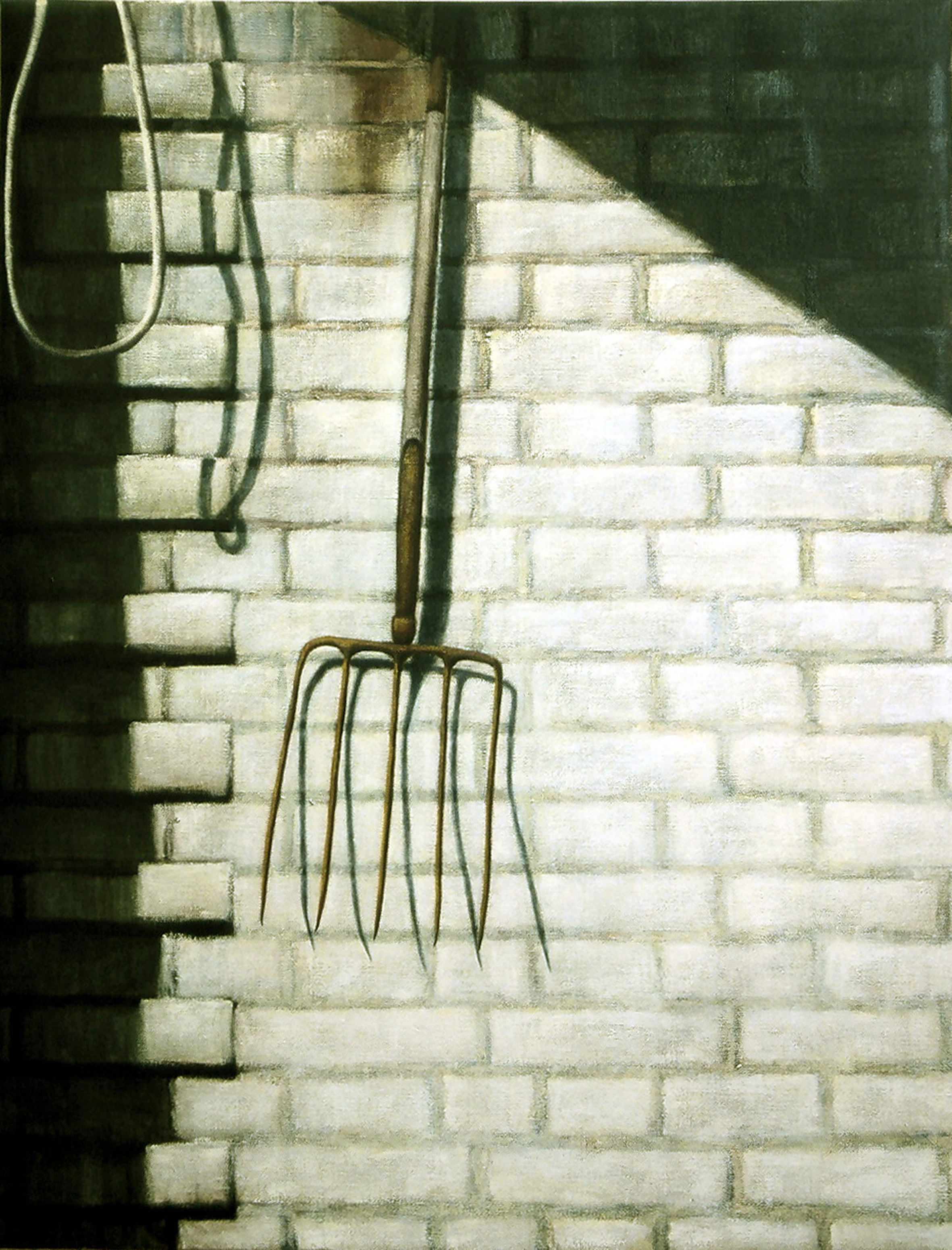   Exterior with dung-fork  Oil on canvas 130x100 cm 2004 