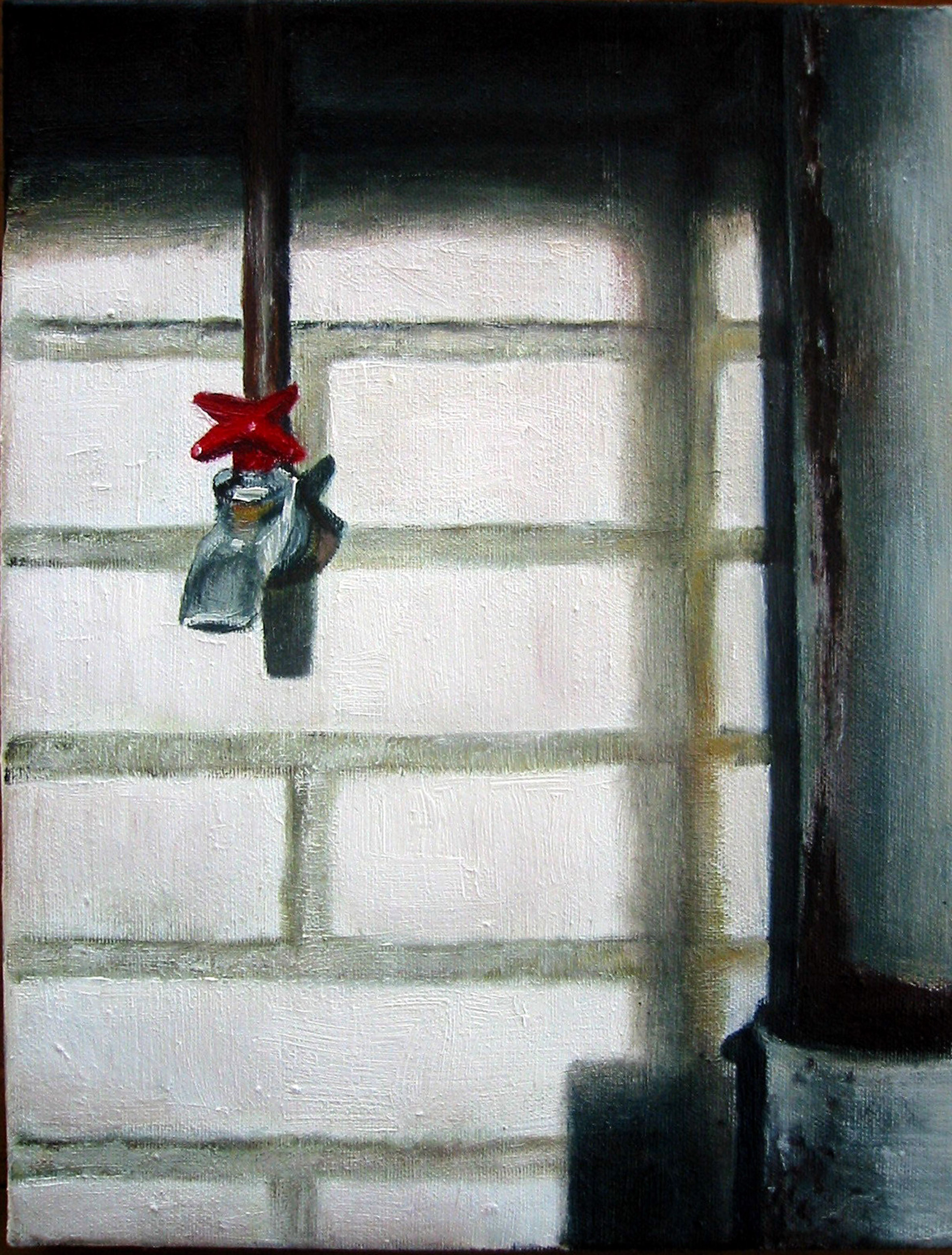   Interior with red tap  Oil on canvas 35x27 cm 2004 