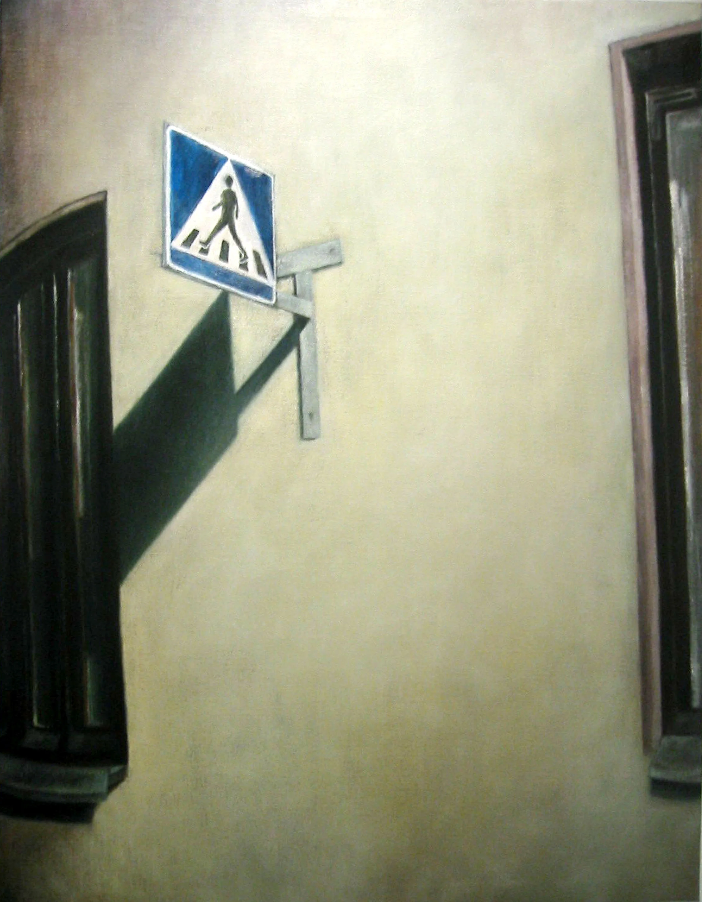 Exterior with traffic sign Oil on canvas 130x100 cm 2005