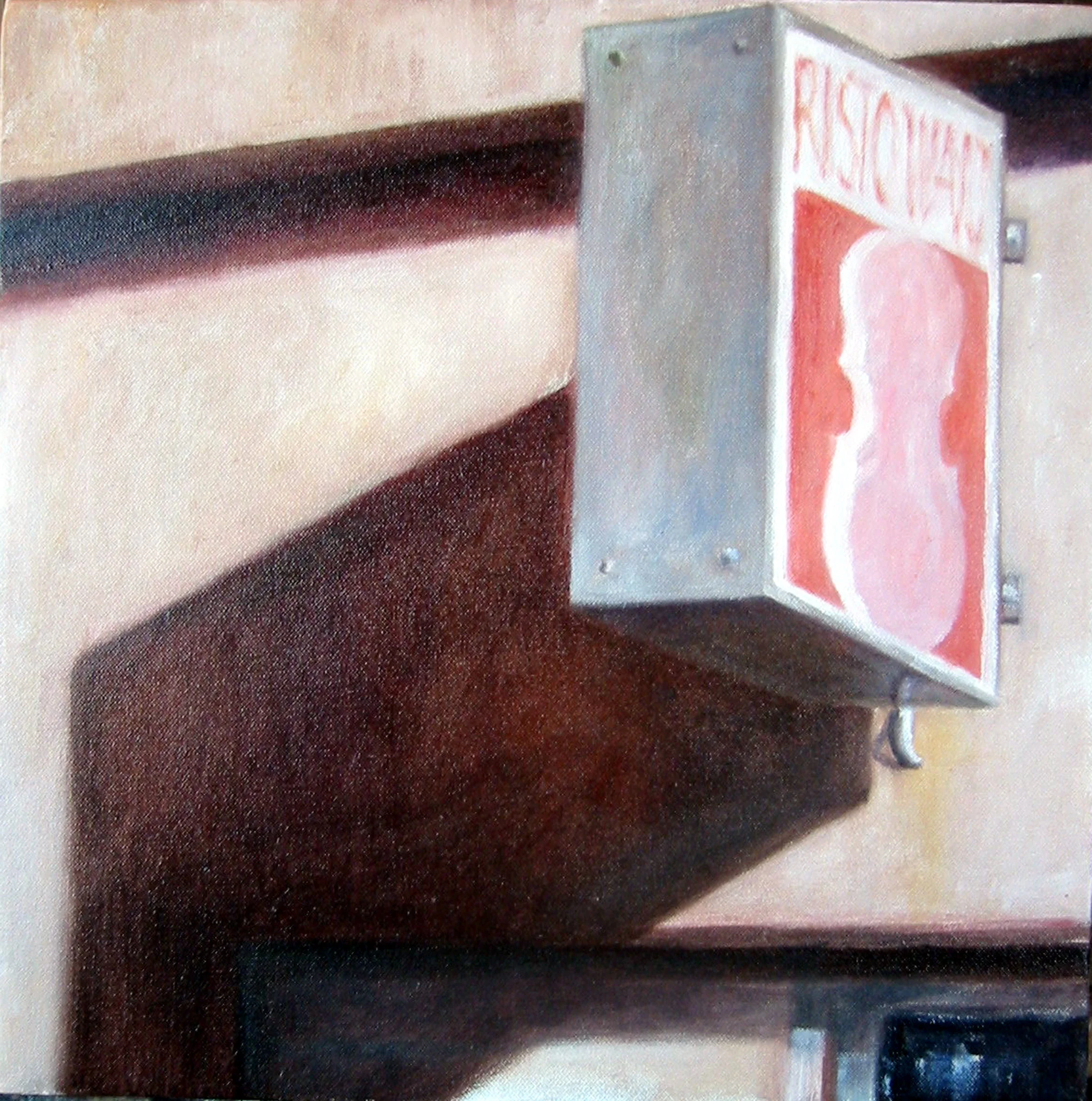 Exterior with shop sign Oil on canvas 40x40 cm 2005