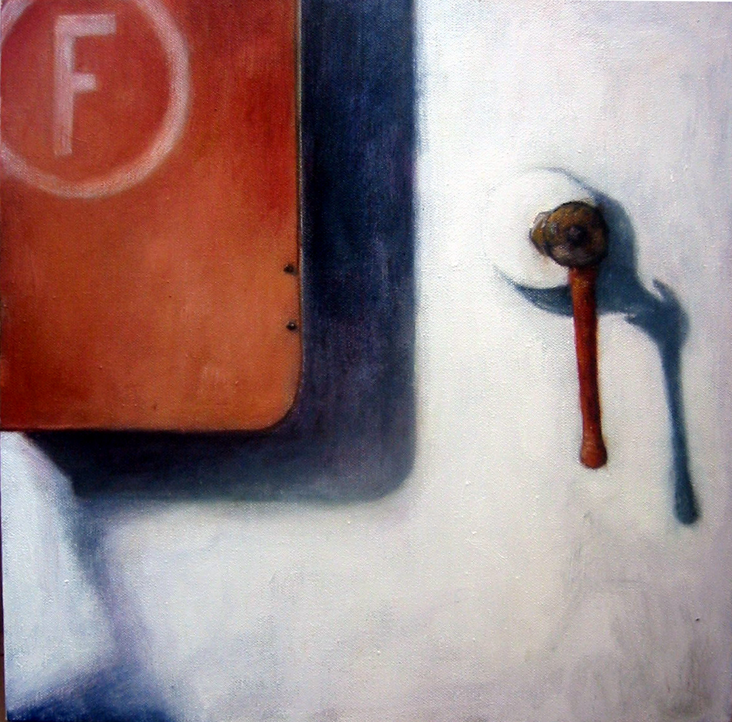   Exterior with red closet  Oil on canvas 40x40 cm 2005 