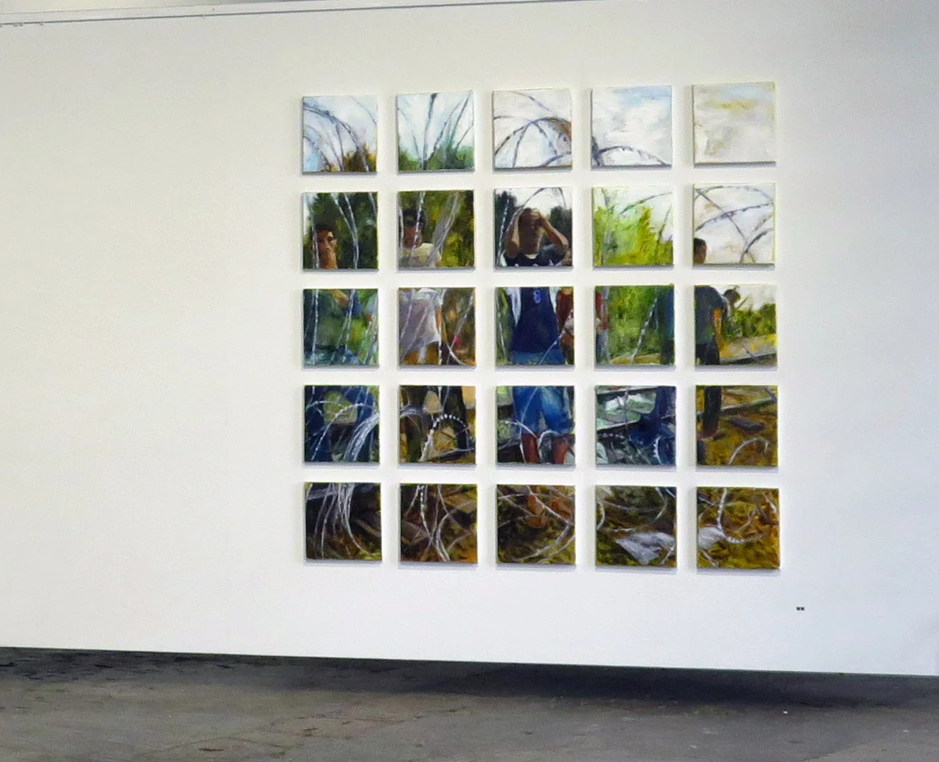 From the series Fences (V) 2015–16 acrylic and oil on canvas 25 pieces of 30x30 cm