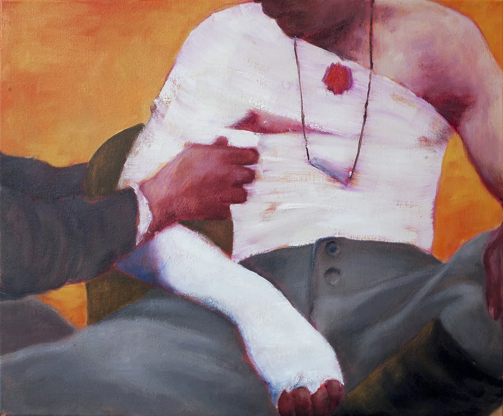 Sarjasta Välskärin (kertomattomat) kertomukset #33, kateenkorva Akryyli ja öljy kankaalle 54 x 65 cm 2017