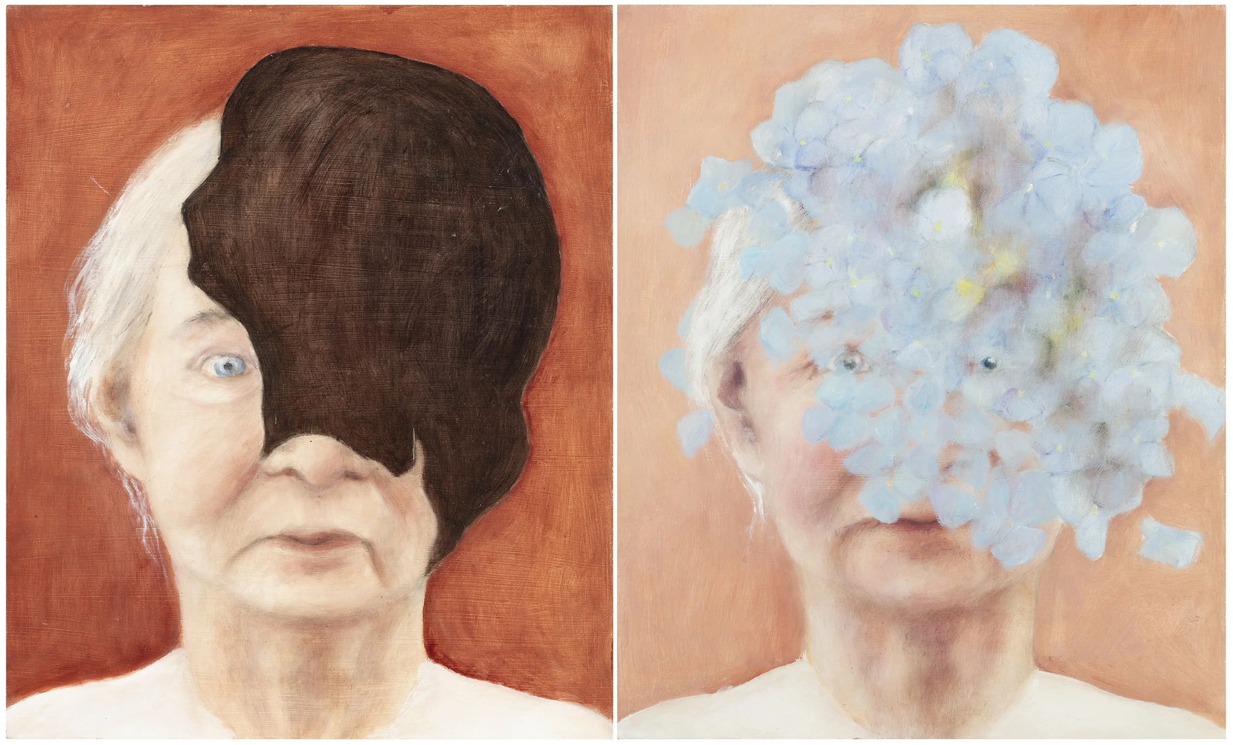   Oblivion (portrait of a mother)   2022 Oil on mdf  Diptyk 2 x 46x38 cm 