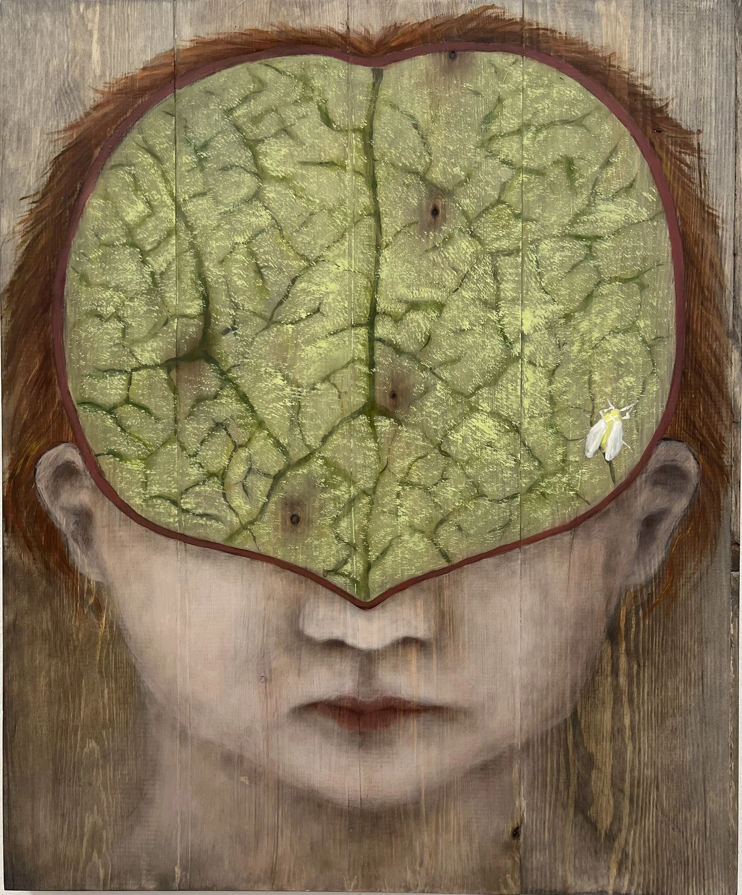   From the series infested   2024–25 Oil on wood 61 × 50 cm 