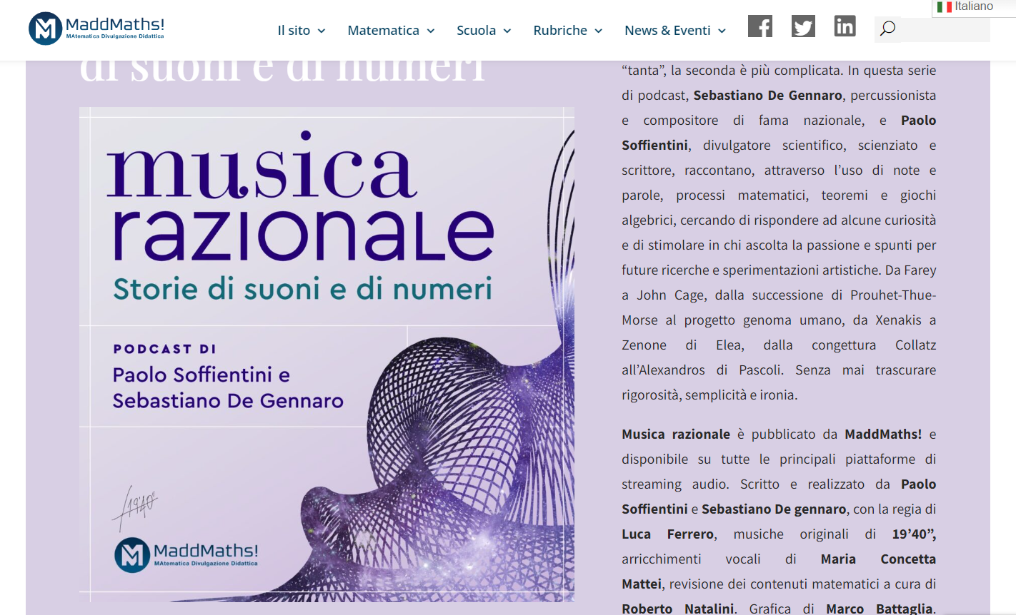 Musica razionale diventa un Podcast su Maddmaths!