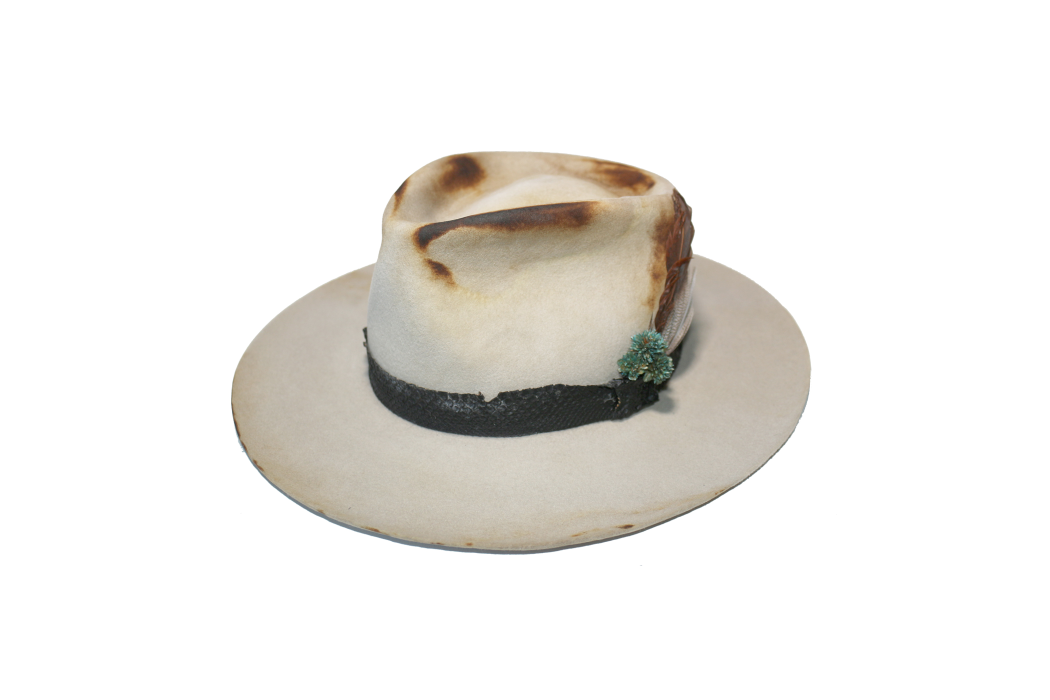 Betsy Distressed Flat Brim Fedora