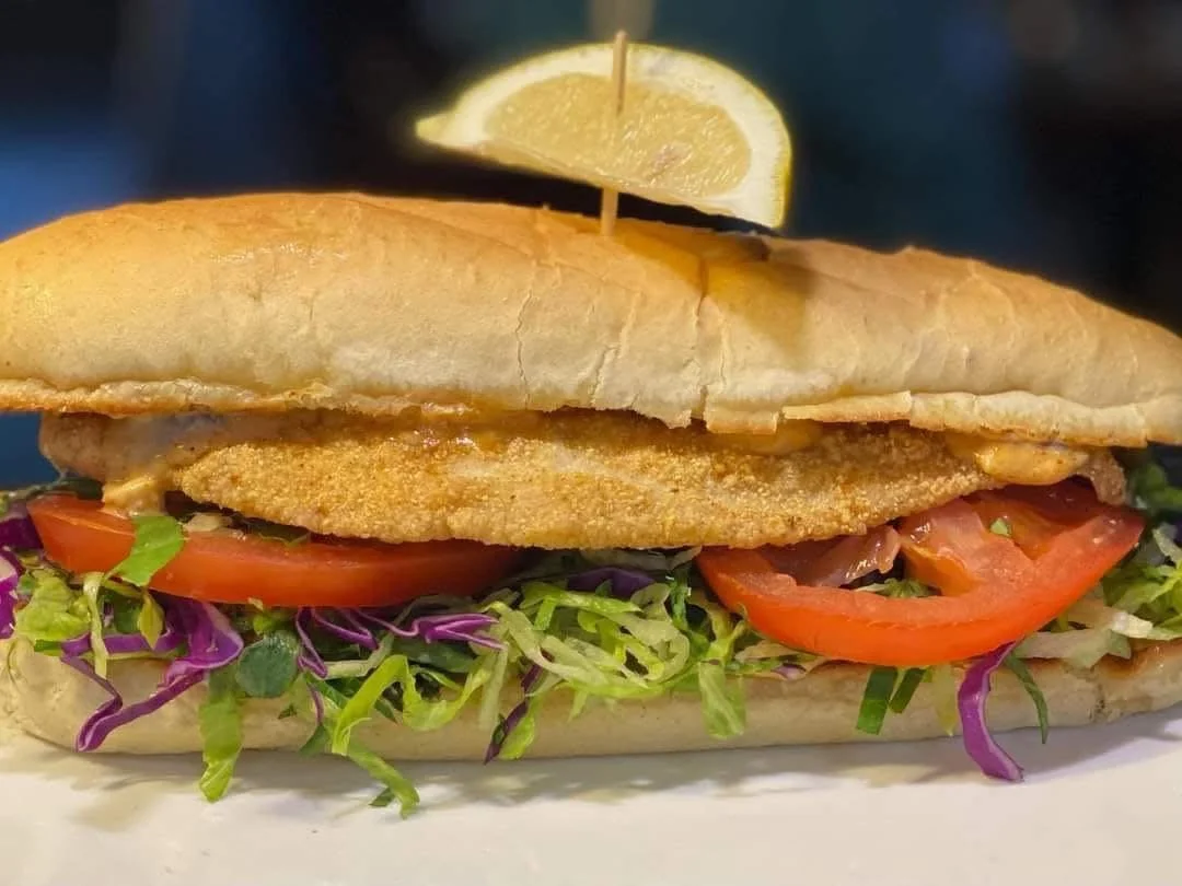 Catfish Po Boy special this week 😋

Fried catfish, romaine, tomato, and remolaude on a hoagie. $17 available 3/18-3/24

Our Wing flavor today is a peppadew pepper jam glaze, peanuts, and green onion. Available while supplies last.
