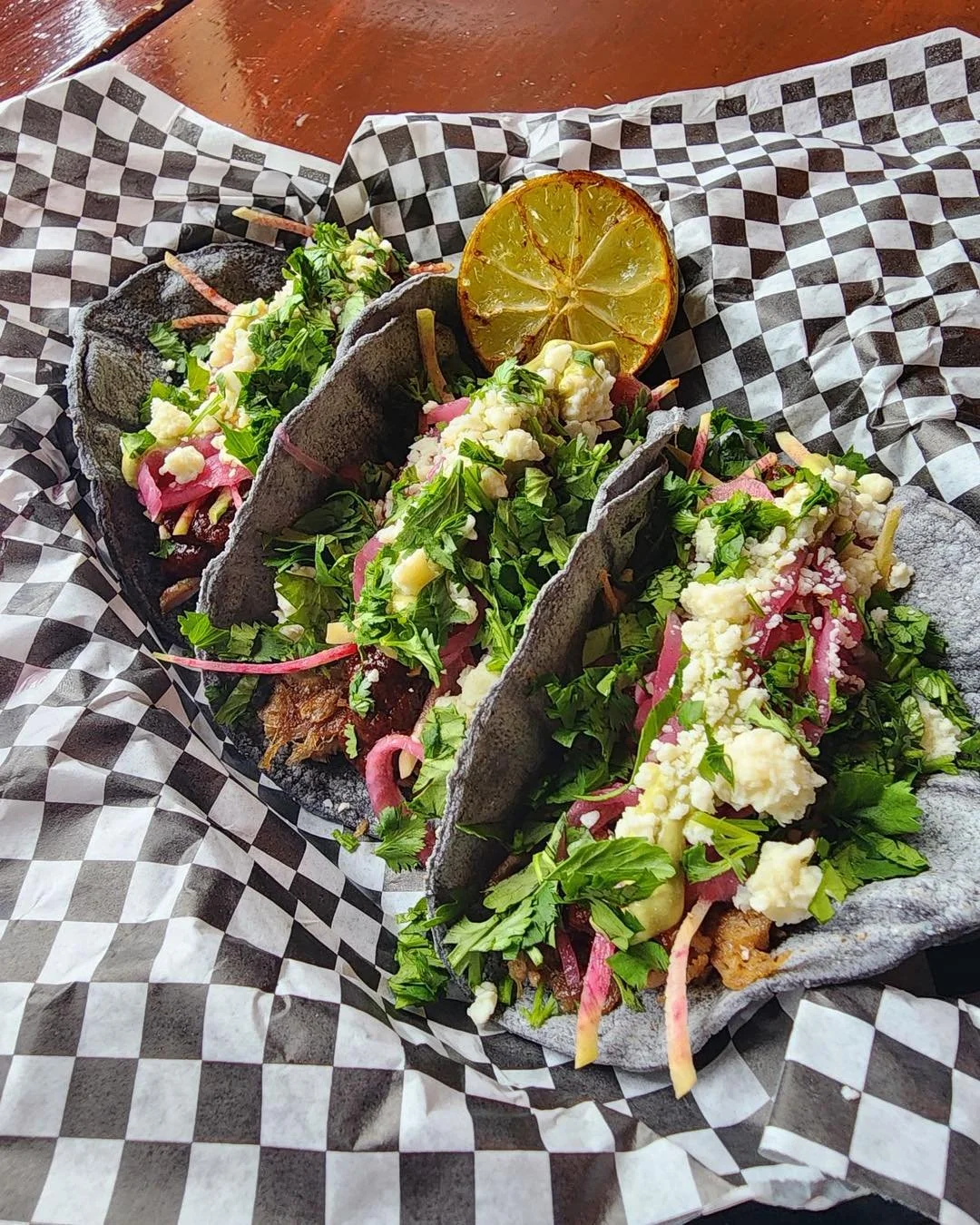 Our special this week - Carnitas tacos 🤤
Pork carnitas, ancho salsa, watermelon radish, pickled red onion, avocado crema, cotija cheese, cilantro and a grilled lime. Available 7/1-7/7
Our Wing Wednesday flavor will be fiesta cheddar with fajita pepp