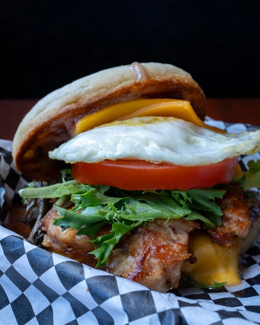 Our Breakfast Sandwich is stacked with pulled bacon, an over easy egg, cheddar, tomato, mixed greens, and strawberry preserve aioli on an English muffin.

Brunch Saturdays &amp; Sundays from 11&ndash;2. See you at the Pub! 🍳