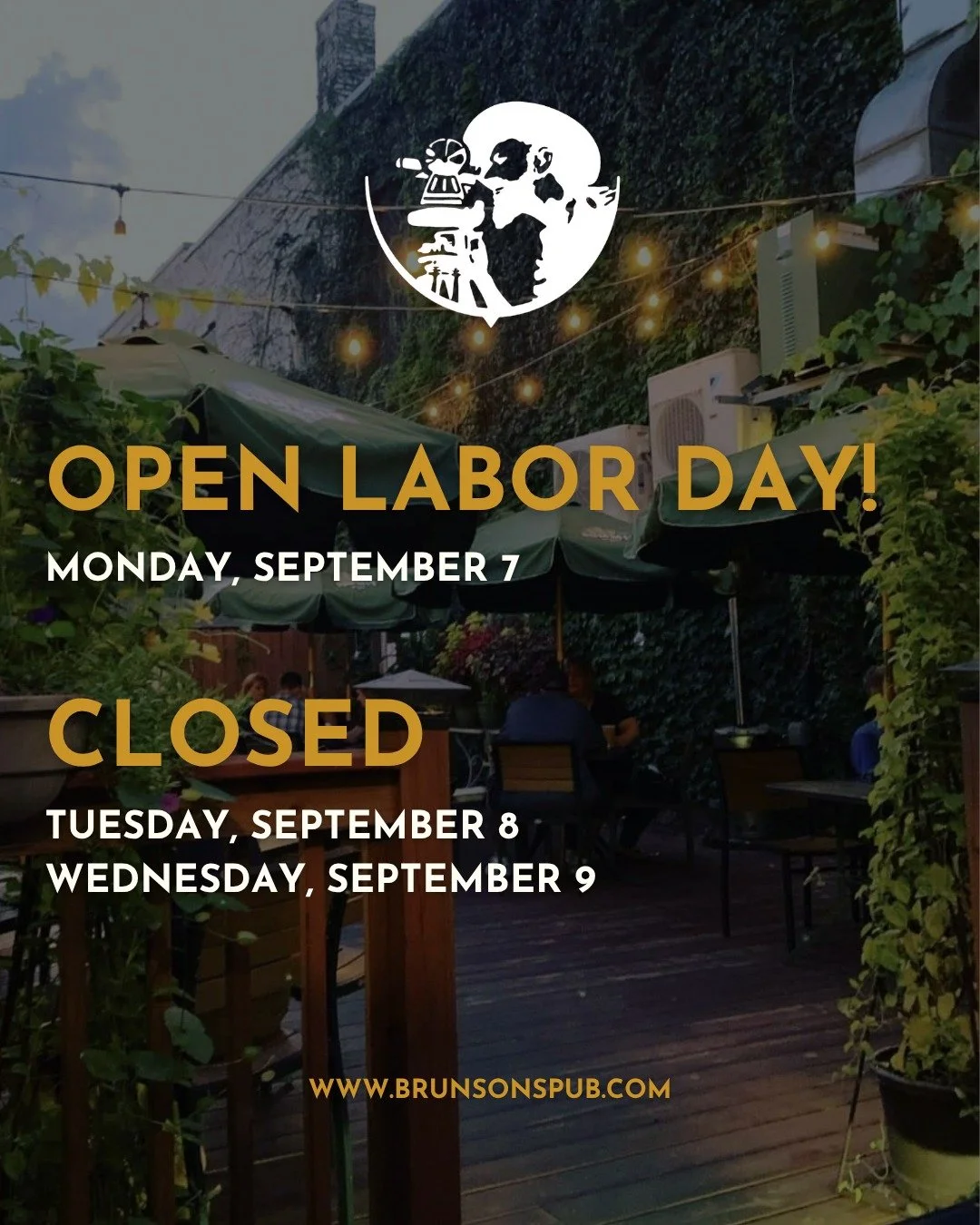 We&rsquo;re open this Labor Day! Come finish out the long weekend with us at the Pub. 🍻

Then we&rsquo;re giving our team a couple of well-earned days off. We&rsquo;ll be closed Tuesday &amp; Wednesday, which means no Trivia Mafia this Tuesday.

Bac