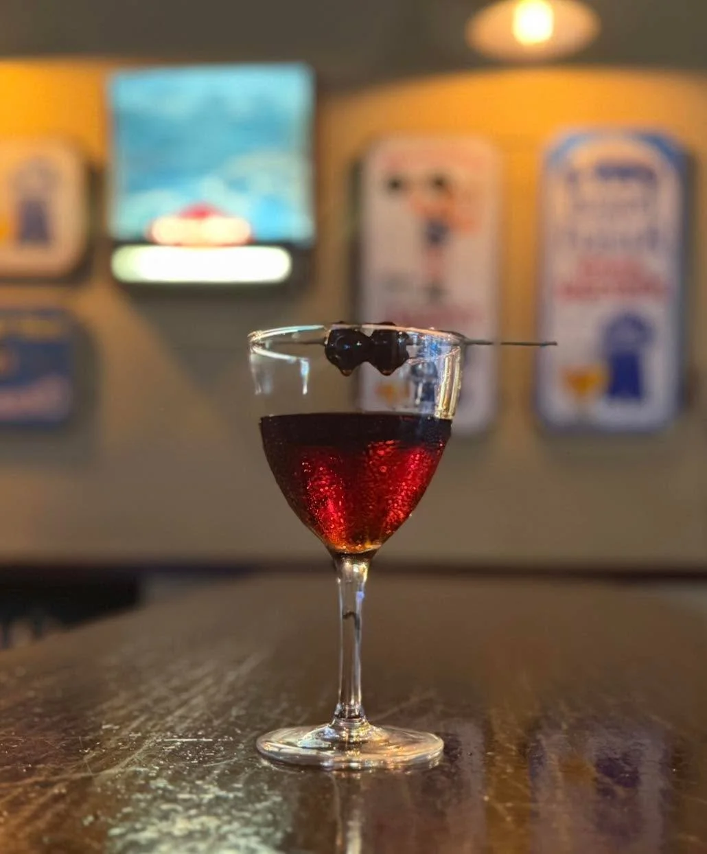 Come cozy up to our newest libation creation-The Nightshade Manhattan-
Buffalo Trace bourbon, Overholt rye, Cynar 70 proof, Cocchi Torino vermouth, orange and angostura bitters.