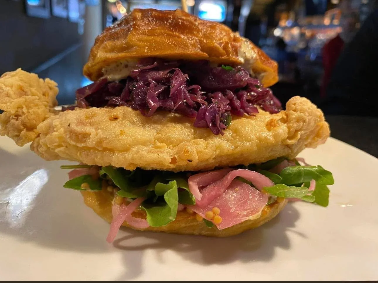 ‼️ new special ‼️
Pork Schnitzel Sandwich. Fried pork loin, arugula, red wine braised cabbage, pickled onion, pickled mustard seed, and ale mustard on a pretzel bun. $18 available 9/30-10/6

Our Wing flavor today is a Sumac dry rub. Available while s