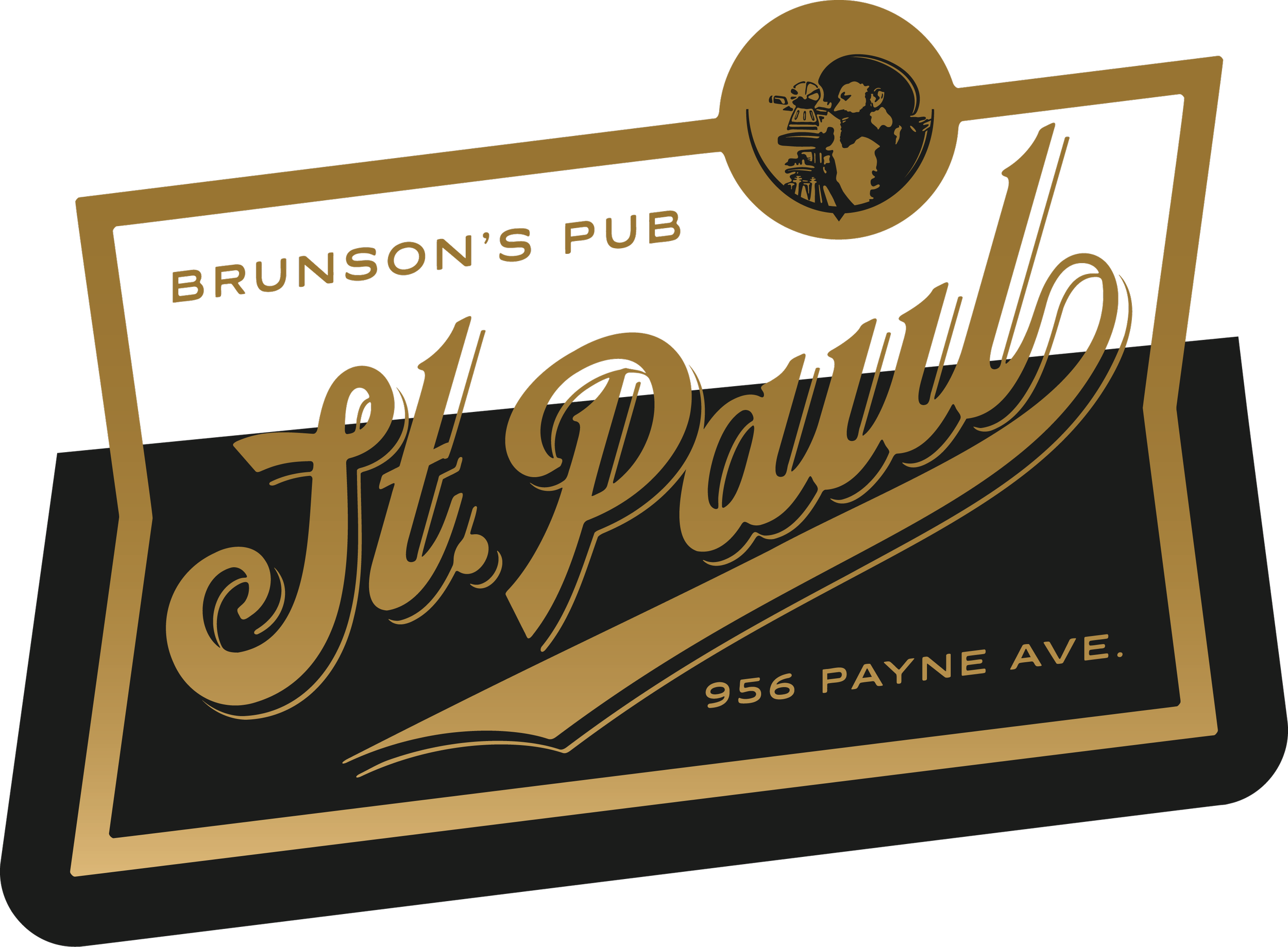 Sign for 'Jet, Paddy's' pub located at 956 Payne Ave, with a logo featuring a bearded man and a telephone.