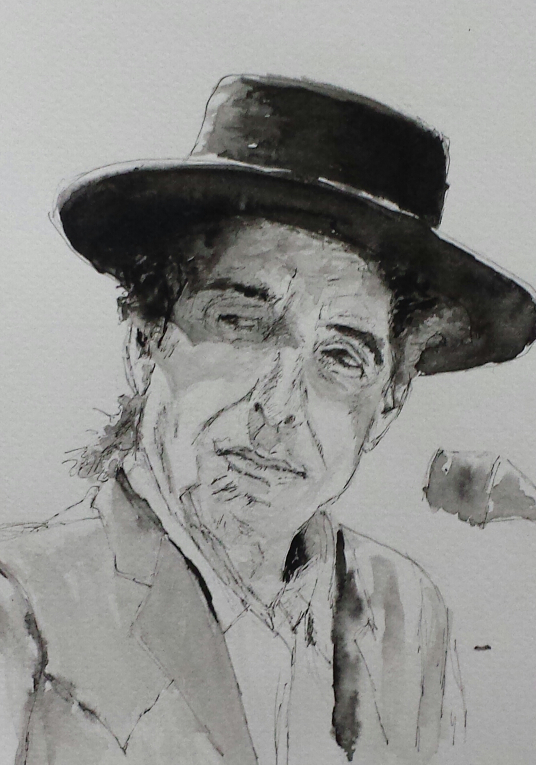 Dylan, 2016, pen and wash.