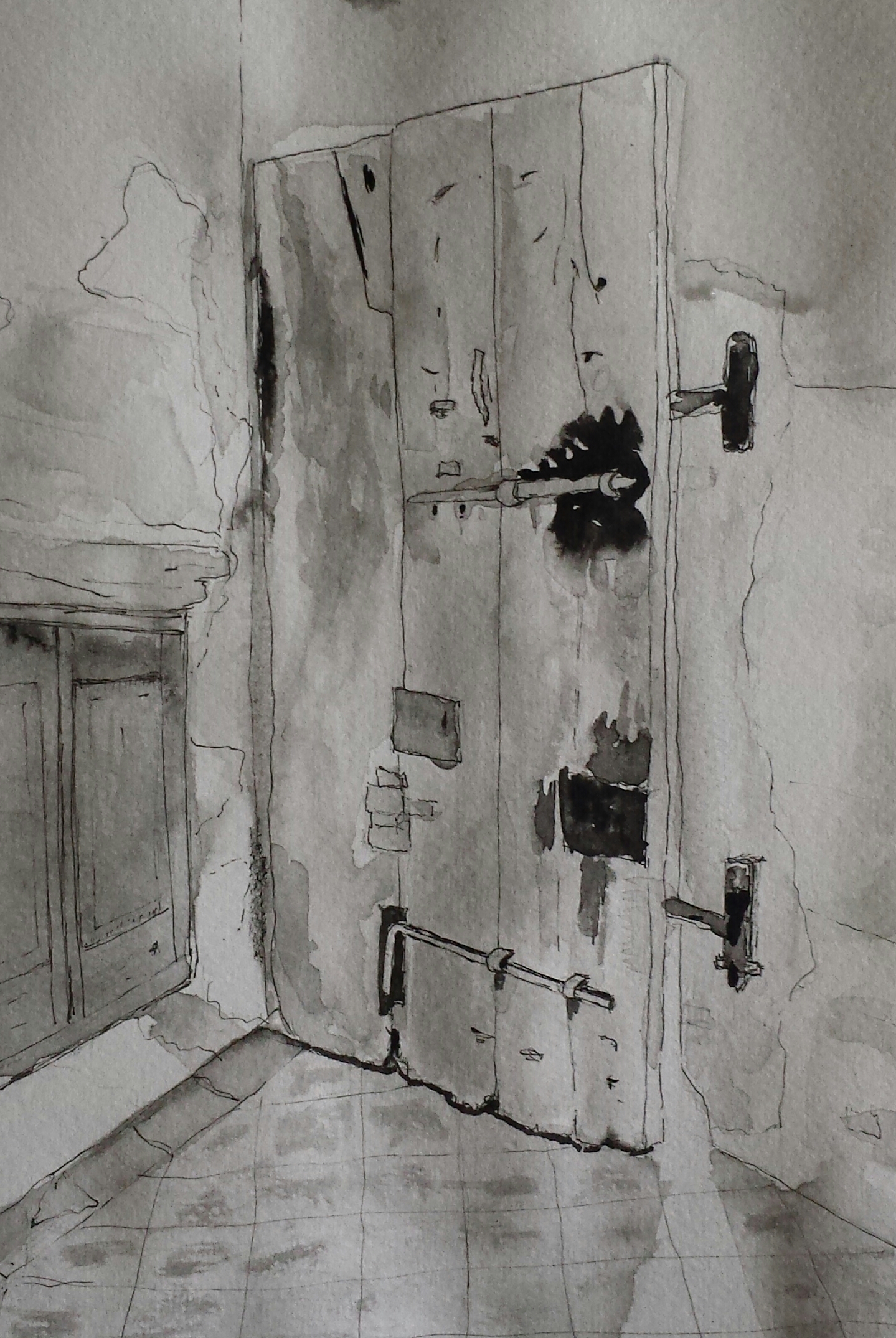 Castle Door I, Orzinuovi, Italy, 2016, pen and wash.