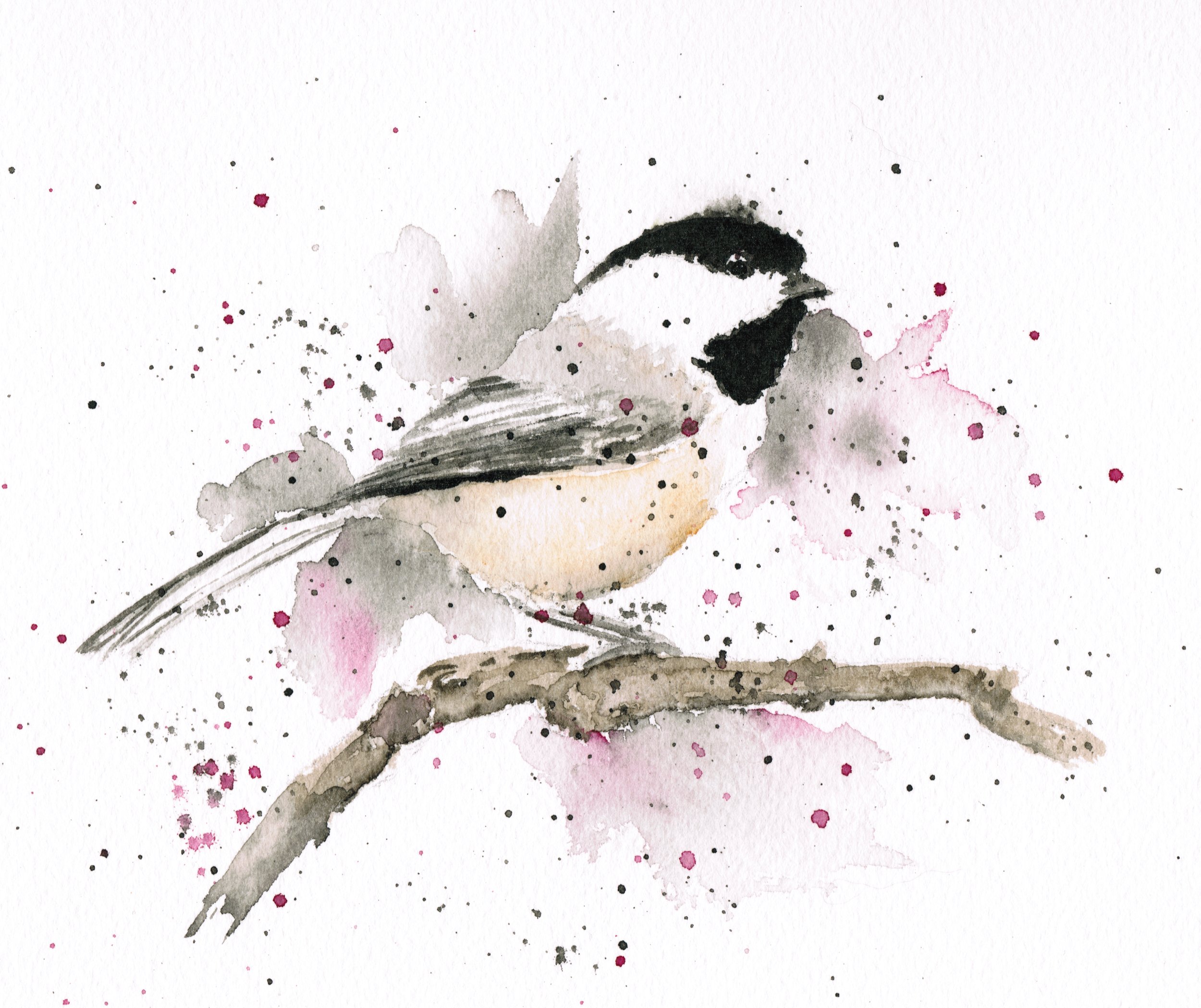 Chickadee, watercolor, 2016