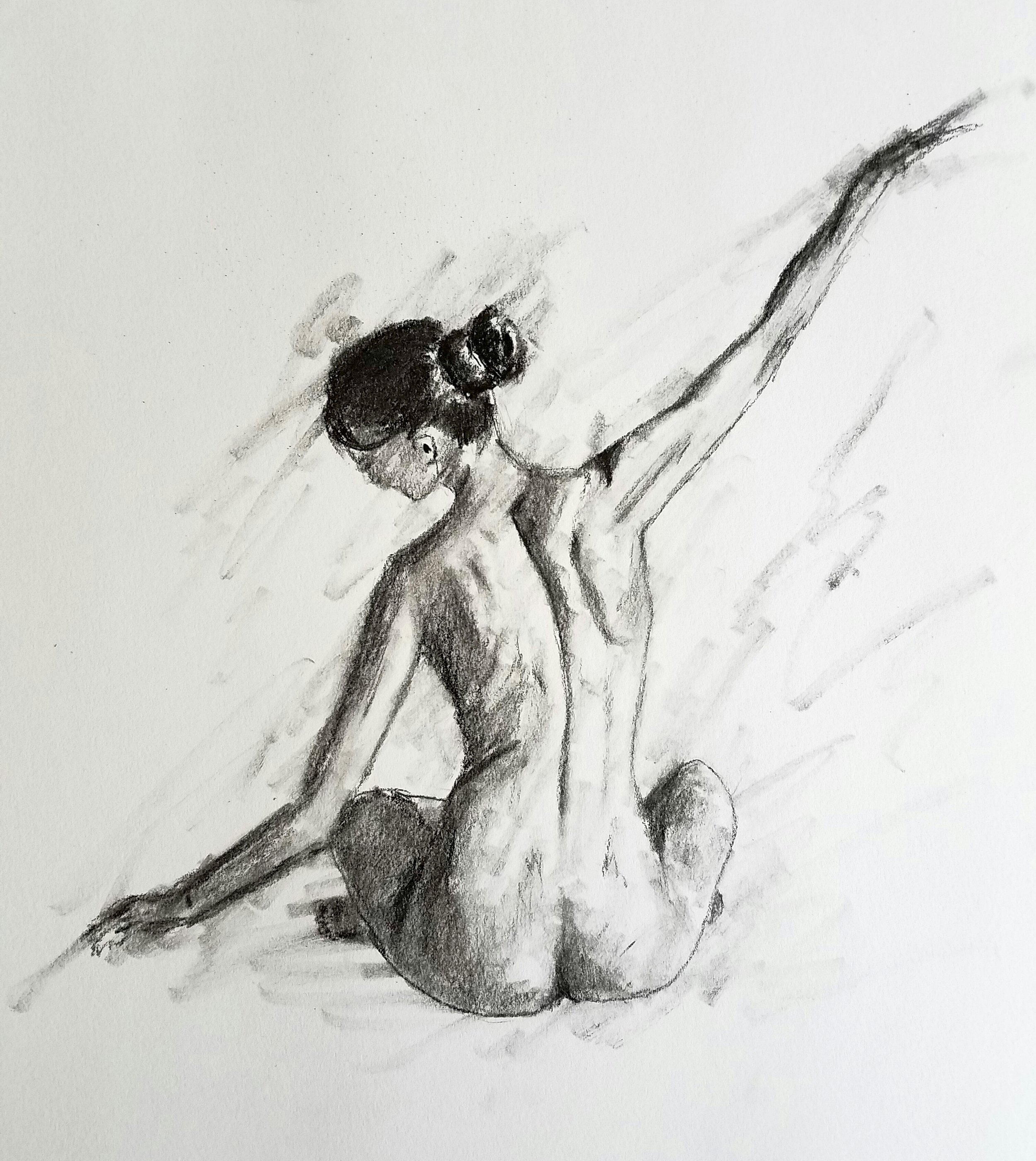 Sitting nude, charcoal, 2016
