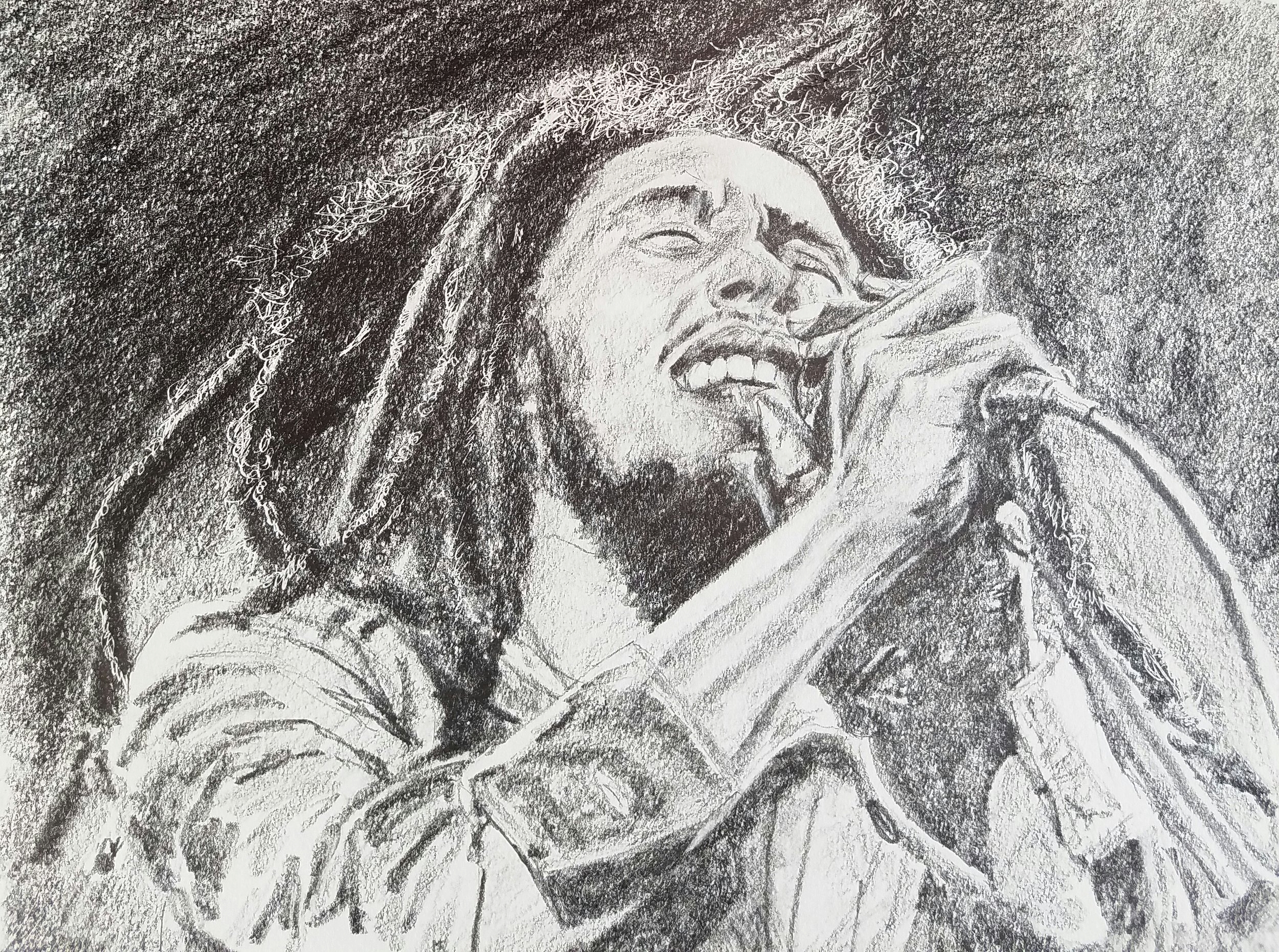 Bob Marley, graphite, 8 1/2" x 7 1/2, 2017