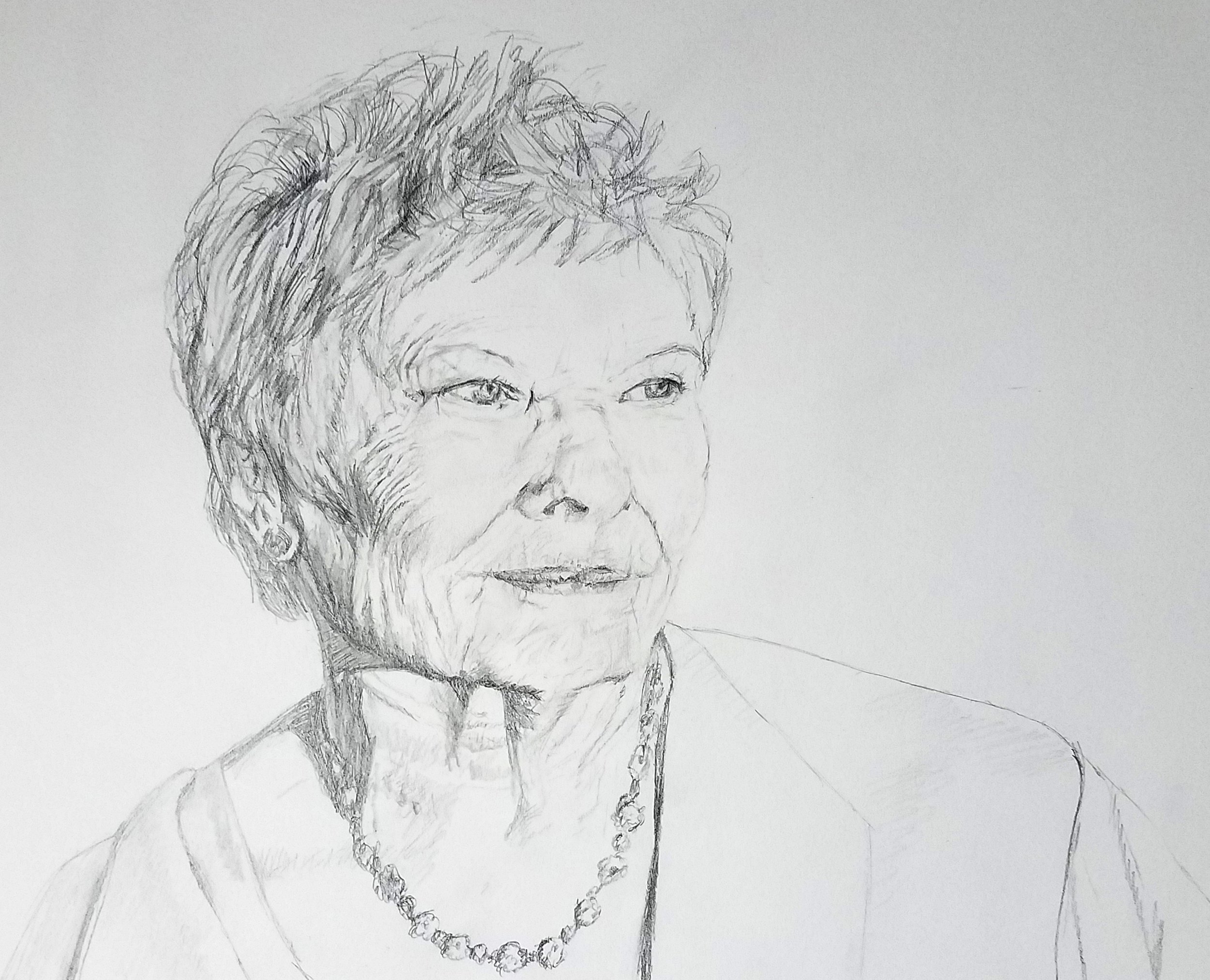 Judy Dench; graphite; 2017