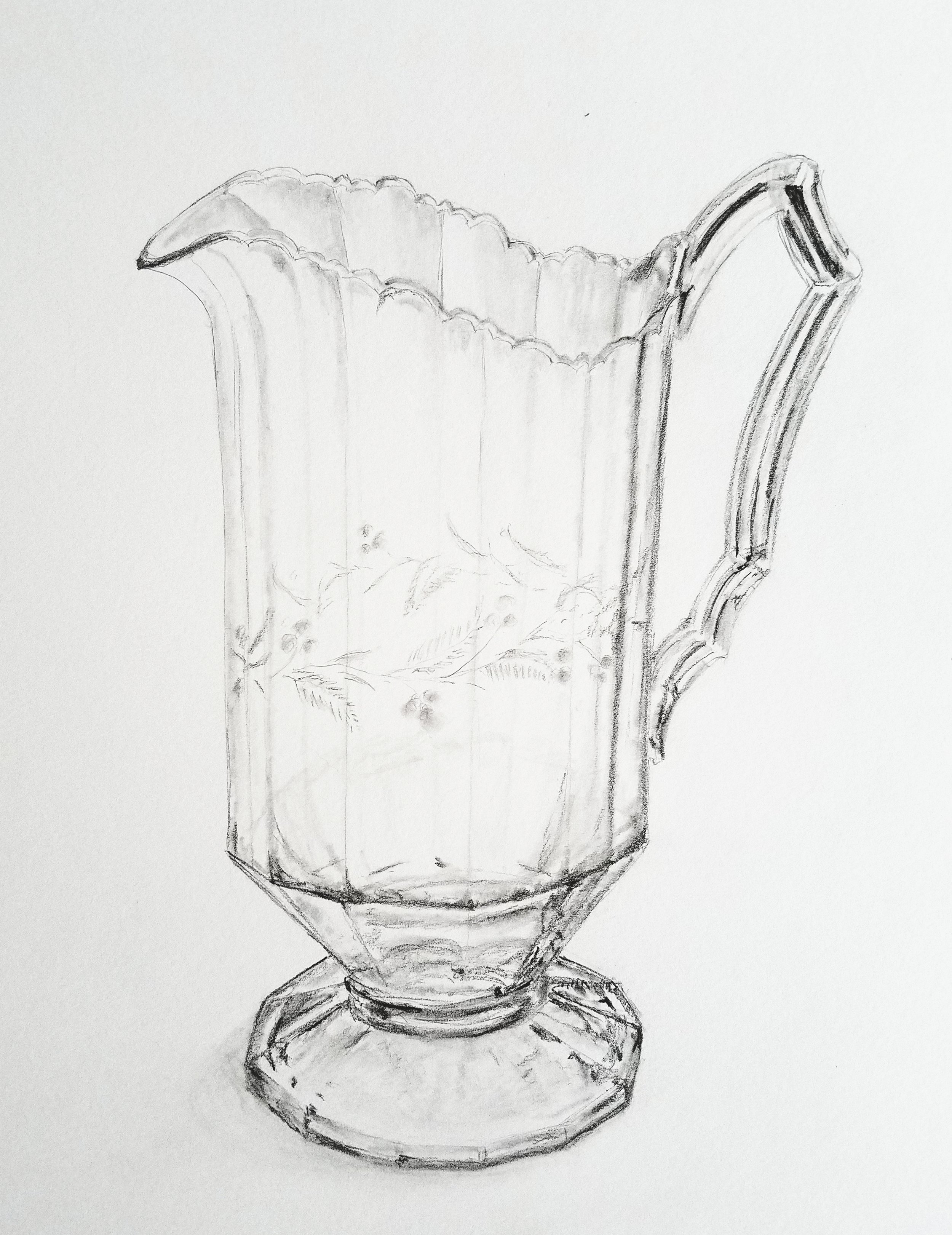 Etched Glass Pitcher; graphite; 2018