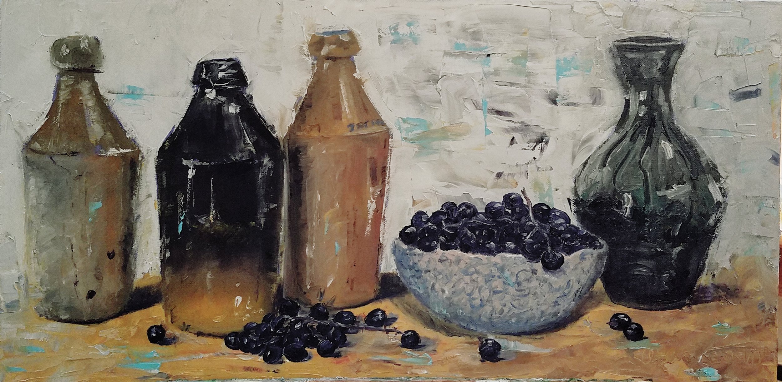 Still Life with Grapes; oil on canvas; 2018